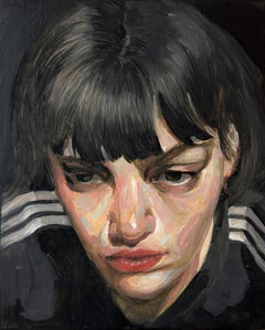 "Sueño de la última noche" (2024) de Fikriye Oz, Pintura al óleo original, Retrato femenino