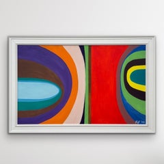 Large Contemporary Abstract Art "Cosmic Rainbow" on Canvas by British Artist