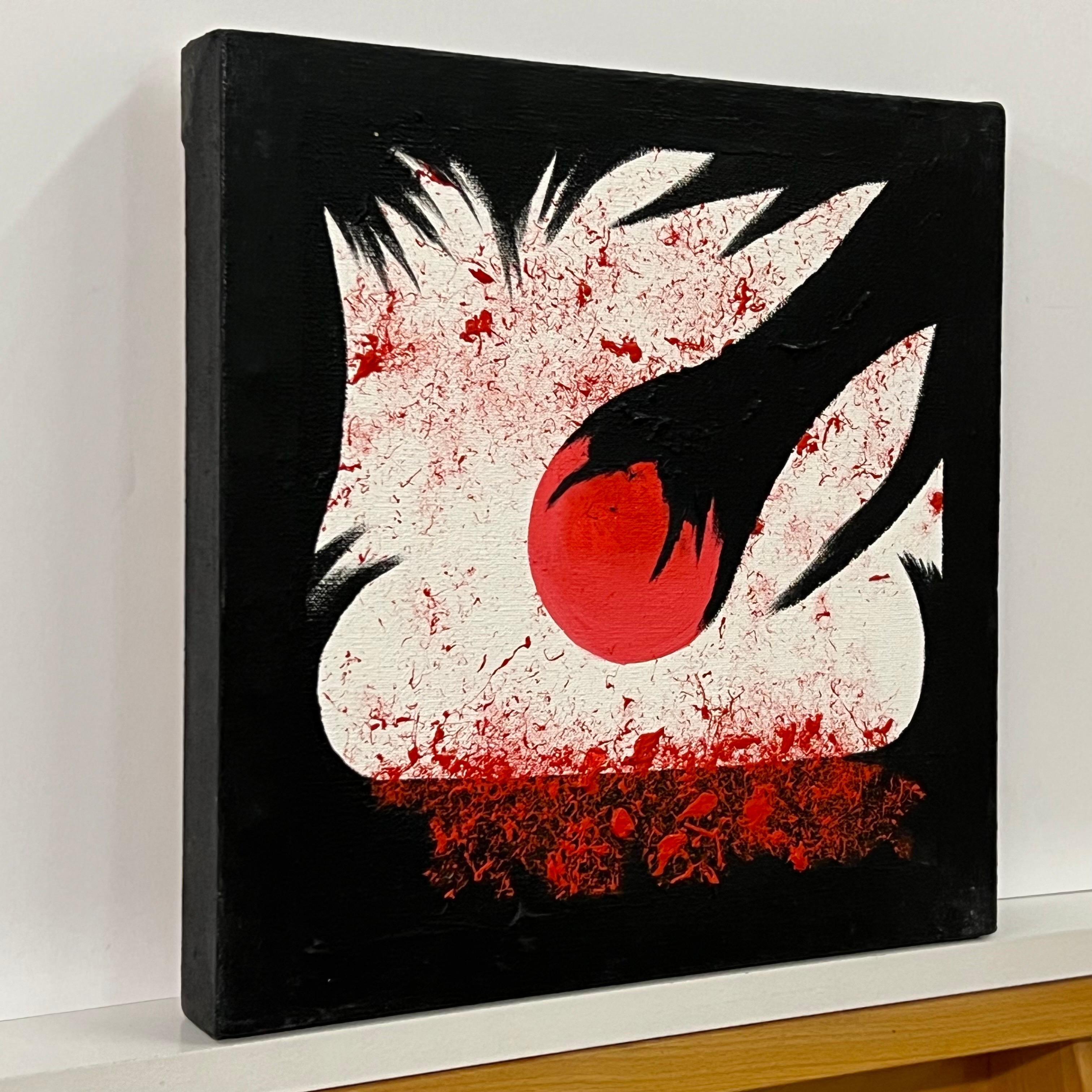 Red Black & White Painting on Canvas by Contemporary British Artist 

Art measures 12 x 12 inches 
Original, Acrylic on Canvas 
Signed & dated on the rear 

Fil Earthstomp is an enigmatic artist and musician from deep in the subculture of England.