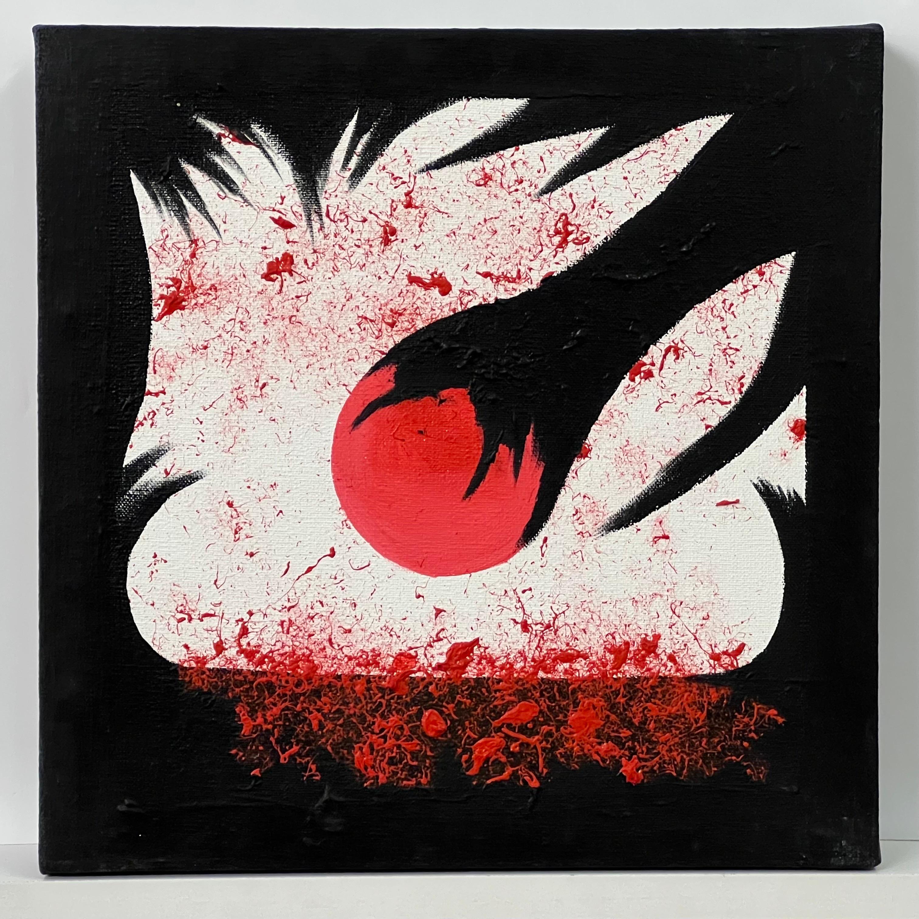 Red Black & White Painting on Canvas by Contemporary British Artist For Sale 1