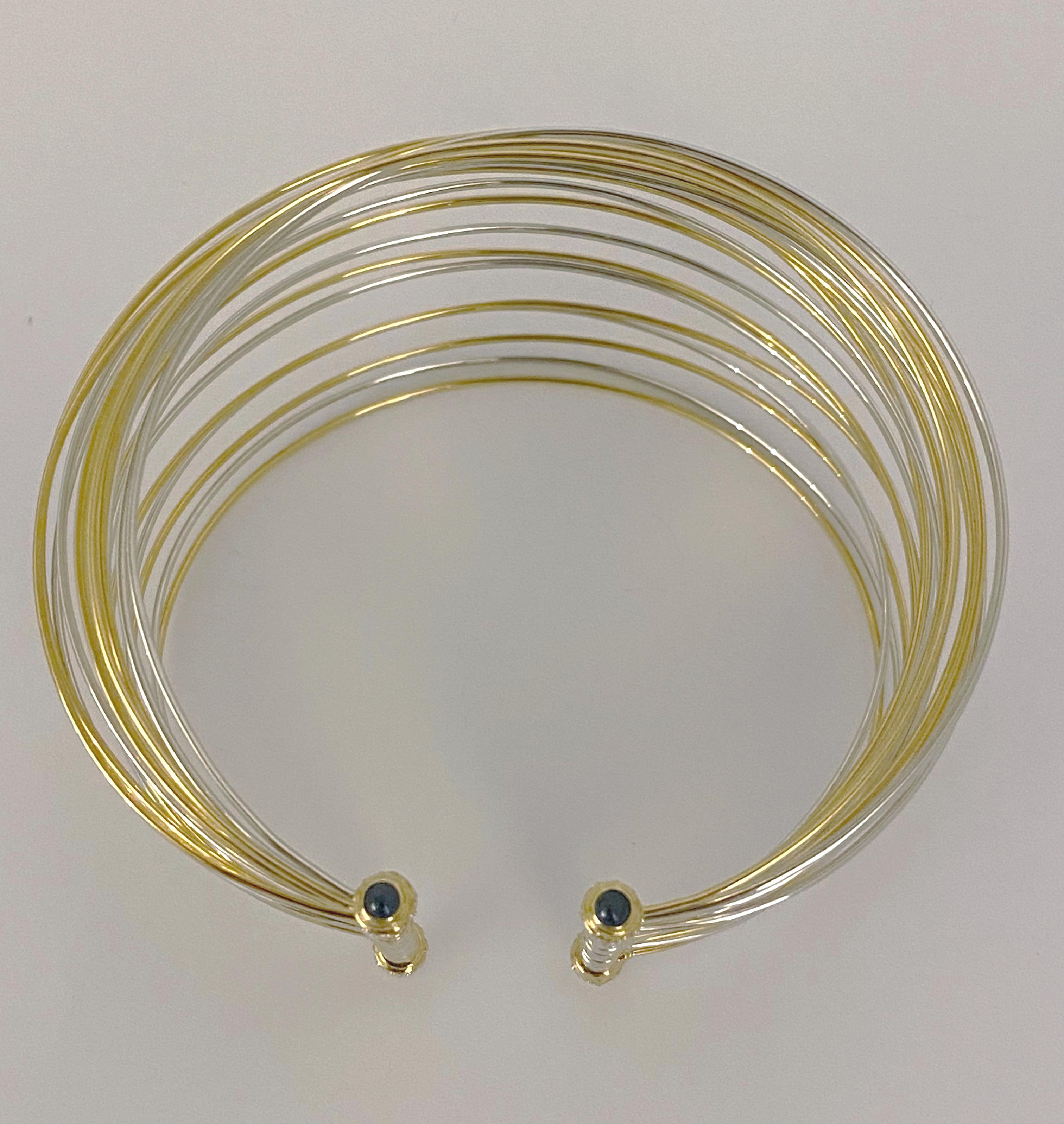SCAVIA Bracelet 21 Threads White Yellow Elastic Gold For Sale 2