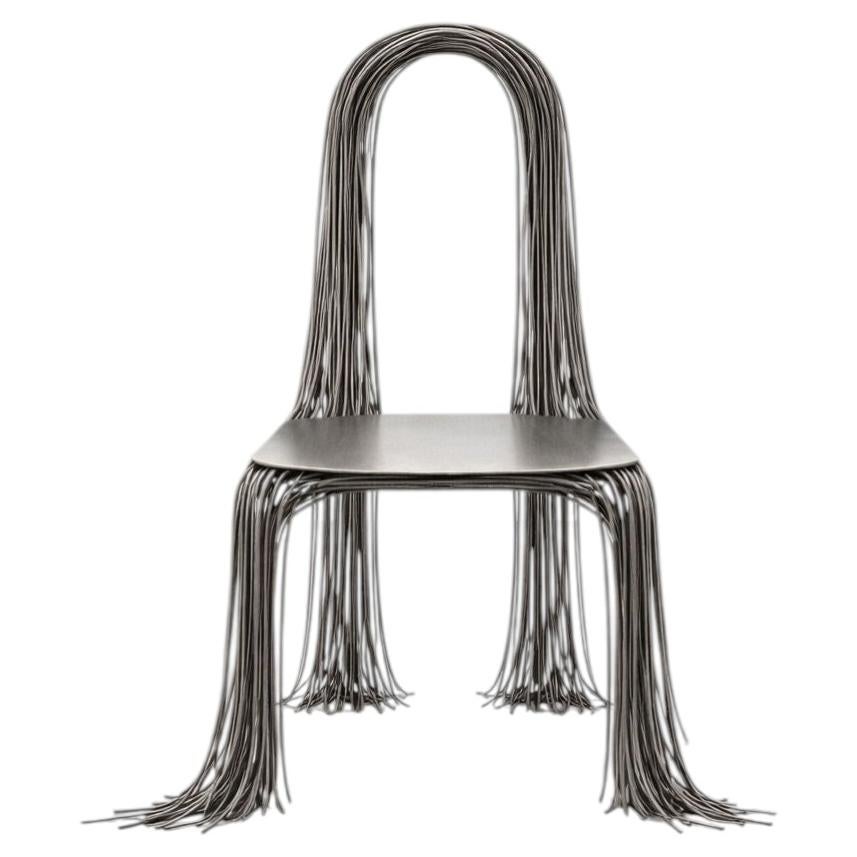 Filaria Unique Sculptural Chair in Steel Metallic Filaments by Andres Monnier For Sale