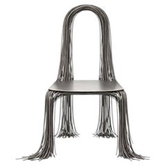 Filaria Chaise sculpturale unique en filaments d'acier métallique par Andre Monnier