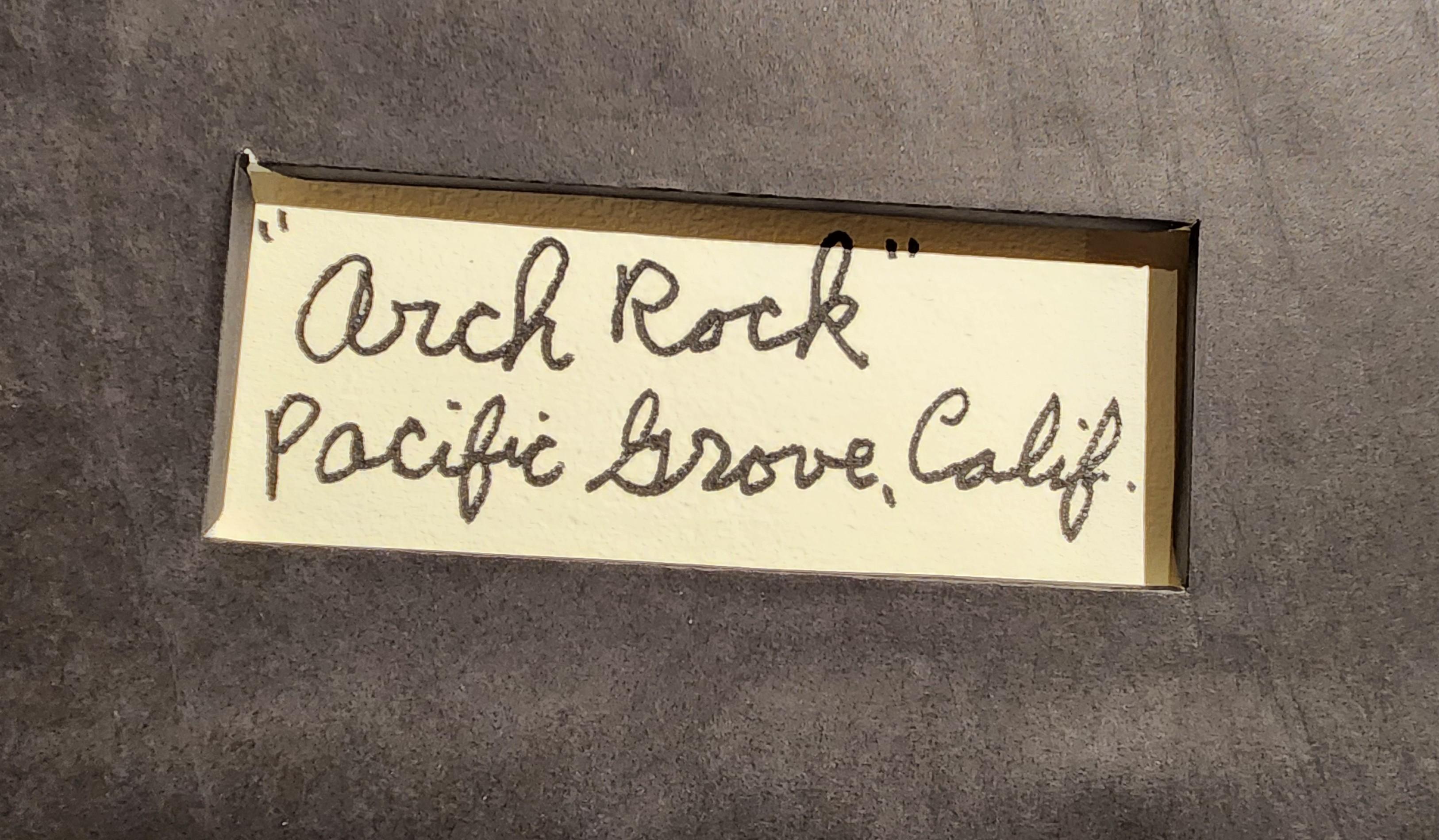 Arch Rock, Pacific Grove, Californie, peinture vintage des années 1970, paysage côtier en vente 1