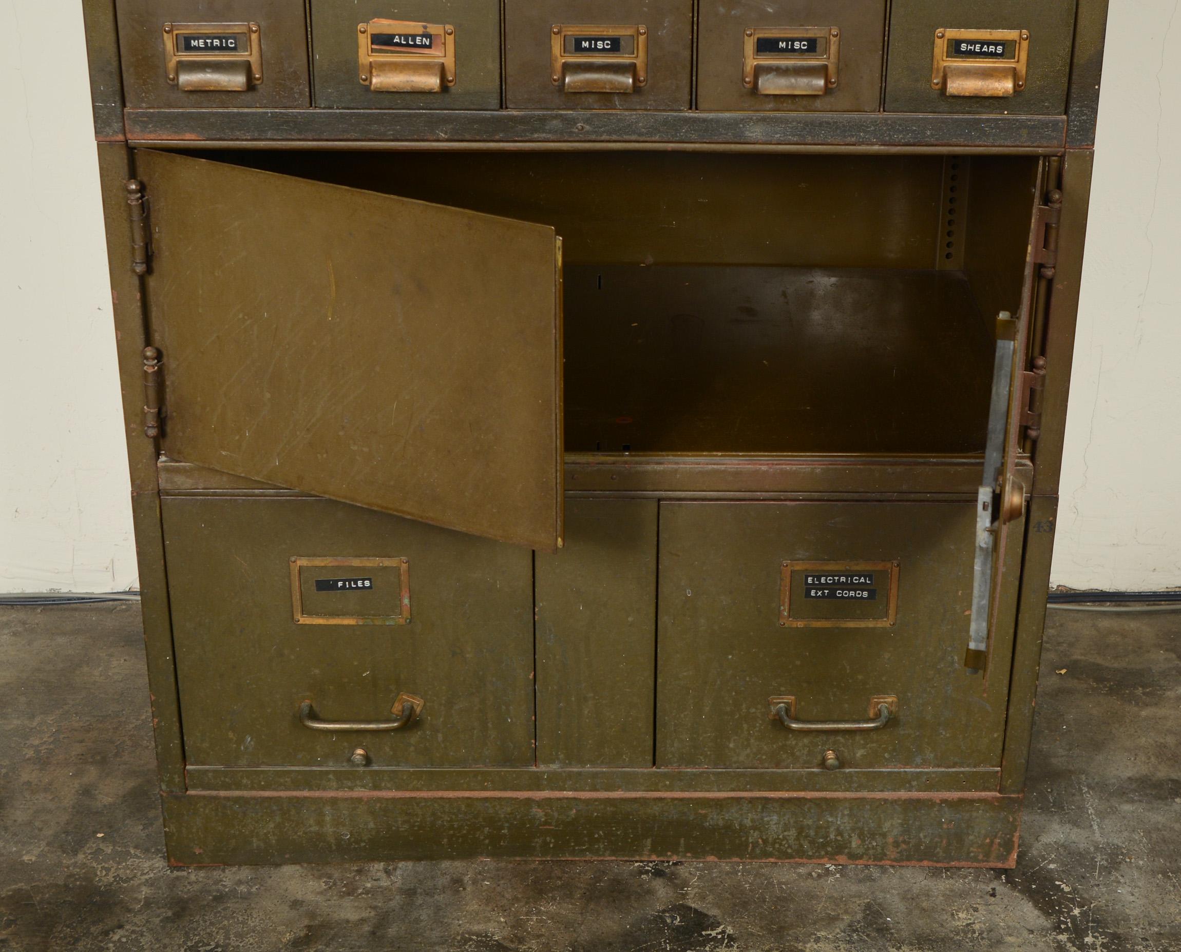 Steel File and Card Cabinet in Army Green by the Art Metal Company