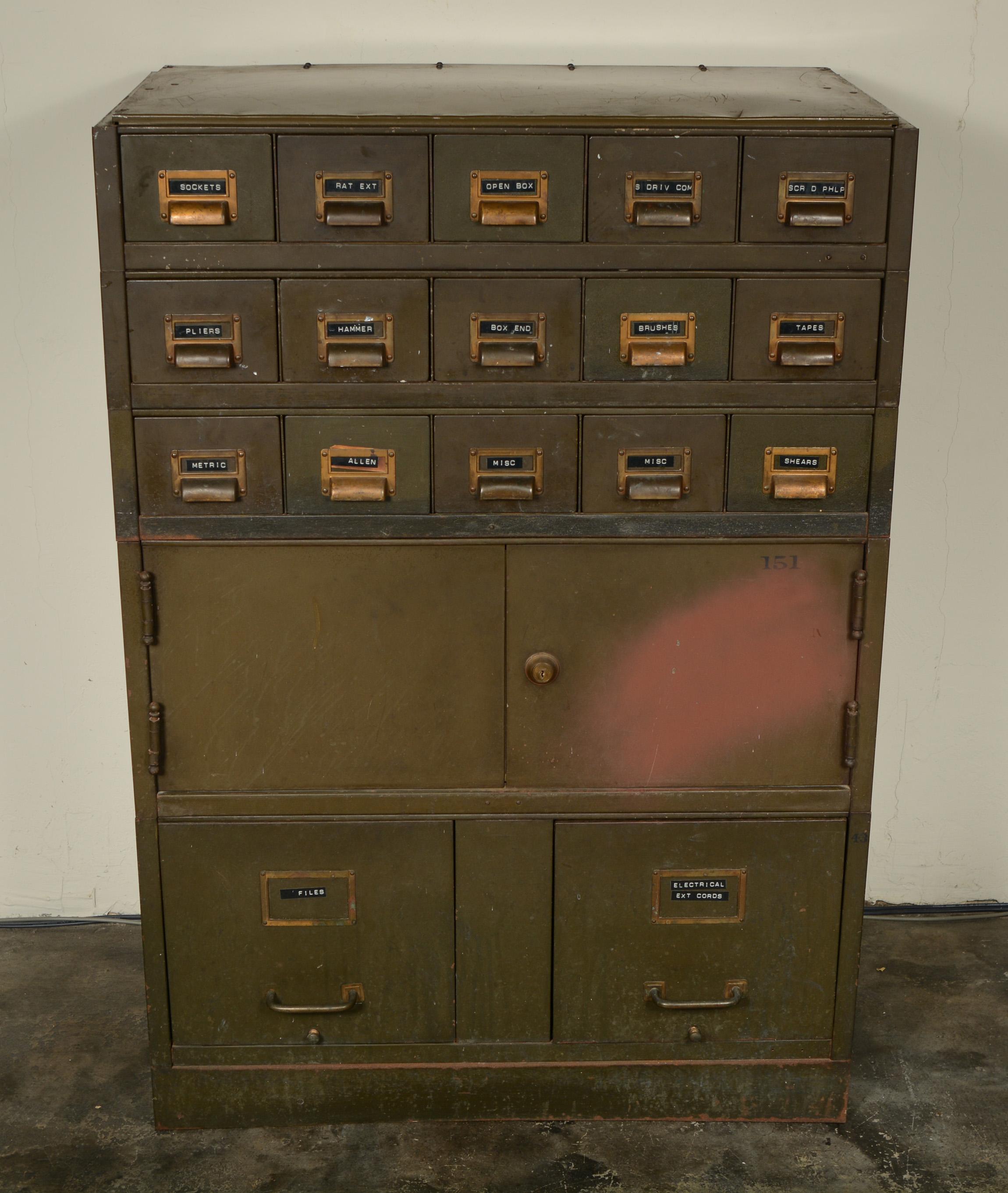 File and Card Cabinet in Army Green by the Art Metal Company 1