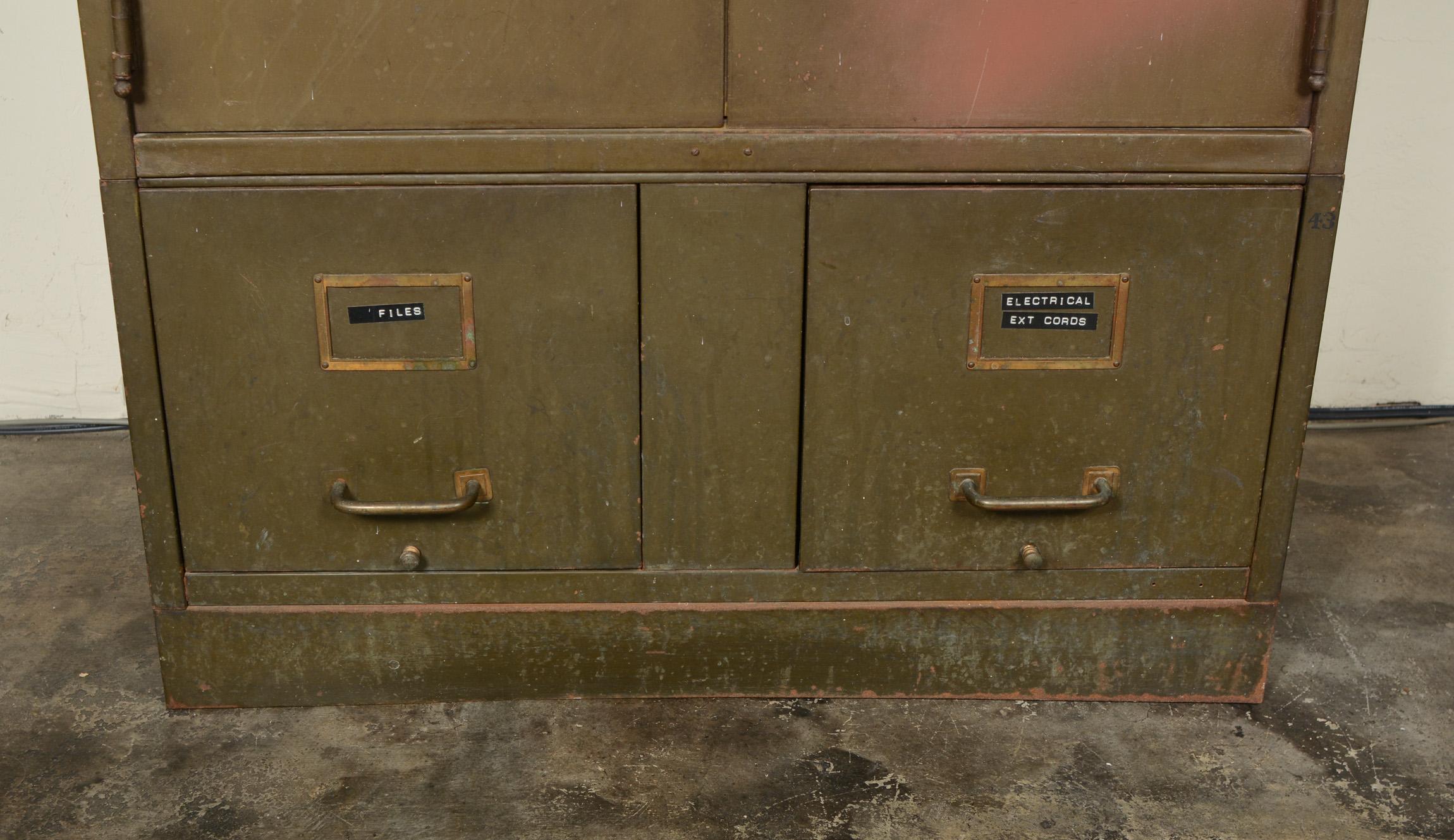 Industrial File and Card Cabinet in Army Green by the Art Metal Company