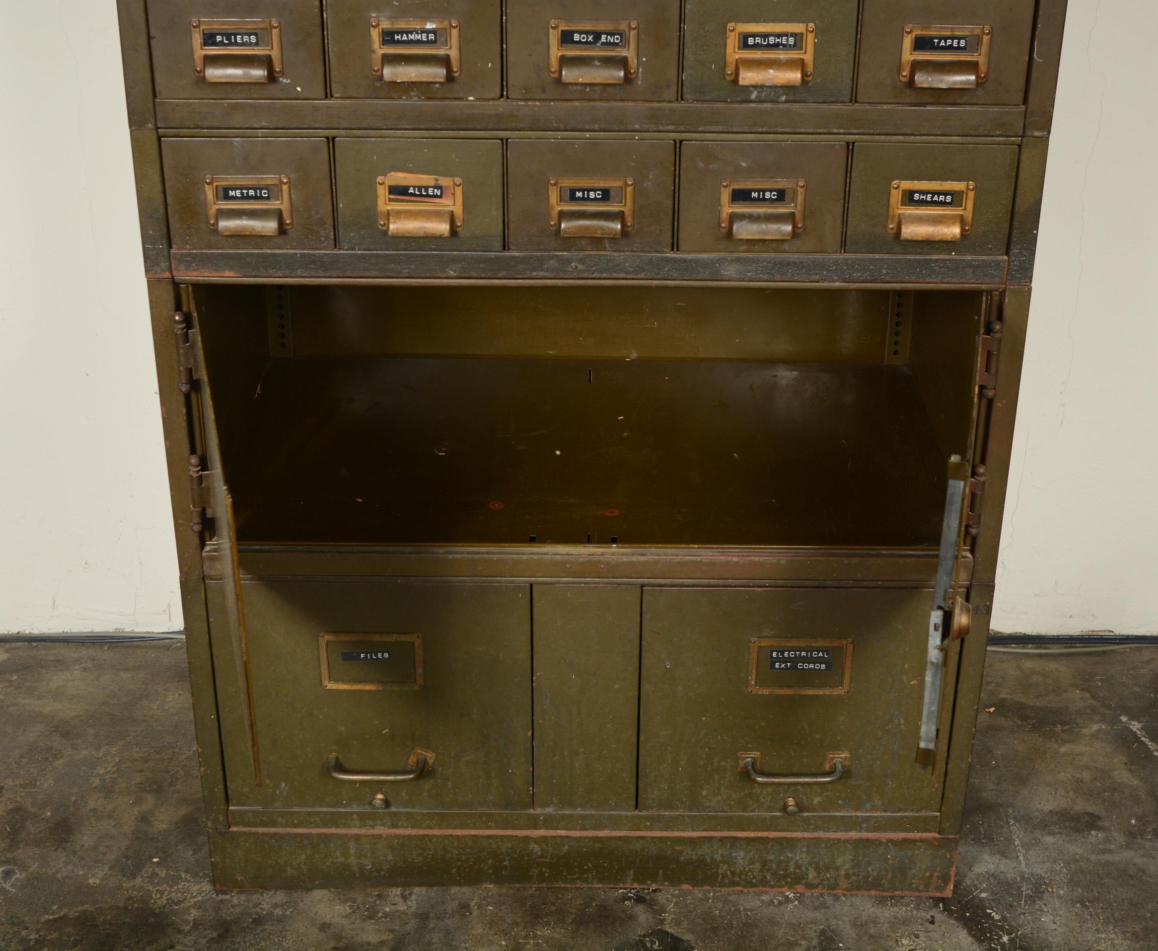 20th Century File and Card Cabinet in Army Green by the Art Metal Company