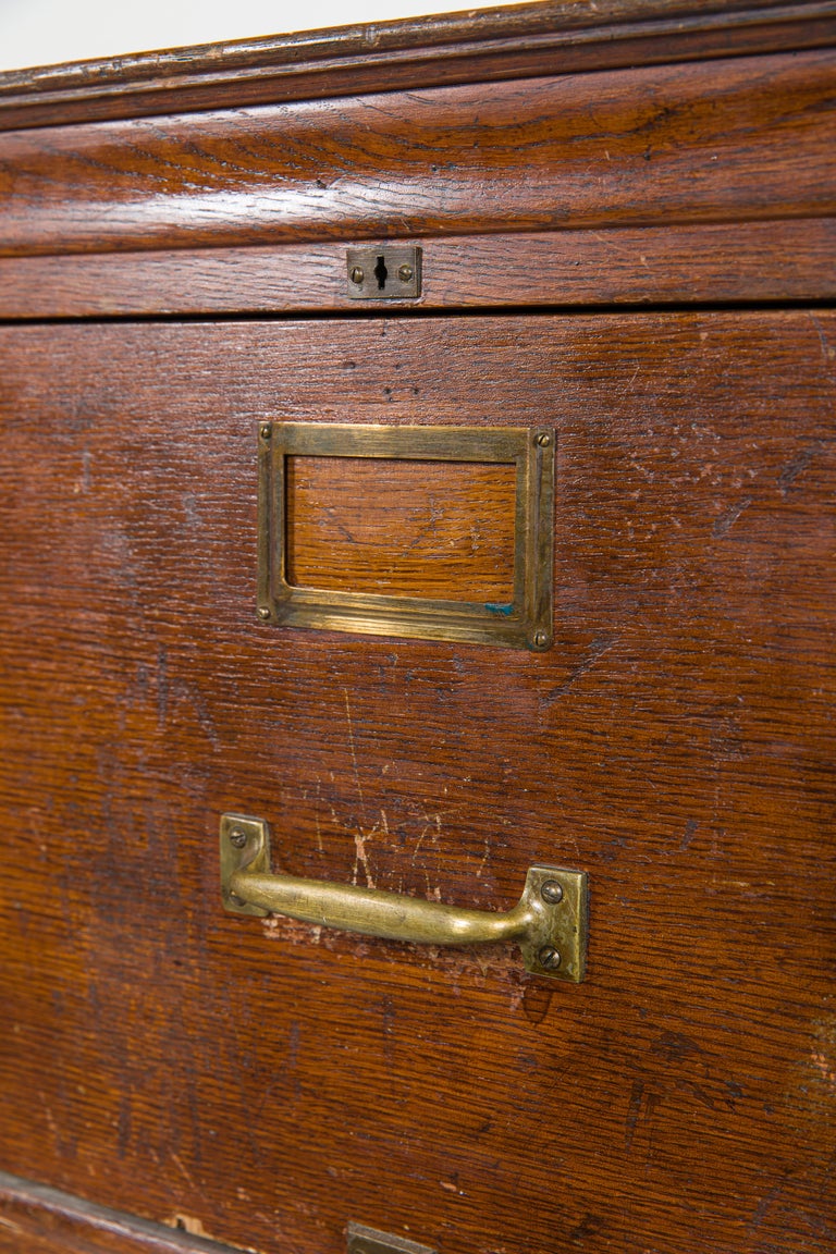 File of Massively Stained Oak with Four Drawers Vintage Office