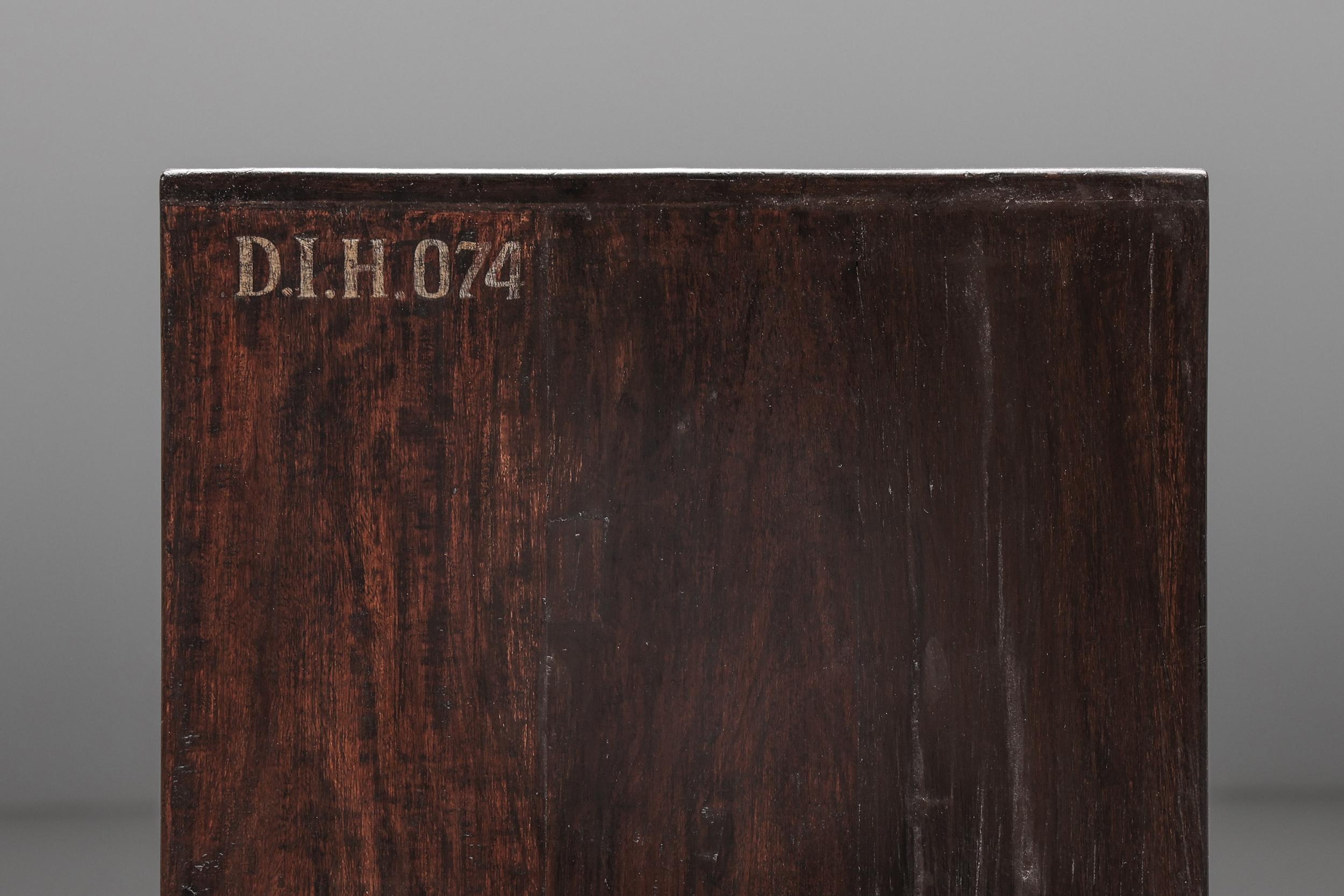 Wood File Rack by Pierre Jeanneret, Low Cupboard, D.I.H. 074, Chandigarh, 1957-58 For Sale