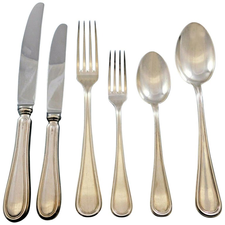 Filet by Broggi Italy Sterling Silver Flatware Set Service 37 Pieces Dinner  For Sale at 1stDibs | broggi italy silver, broggi flatware, broggi cutlery