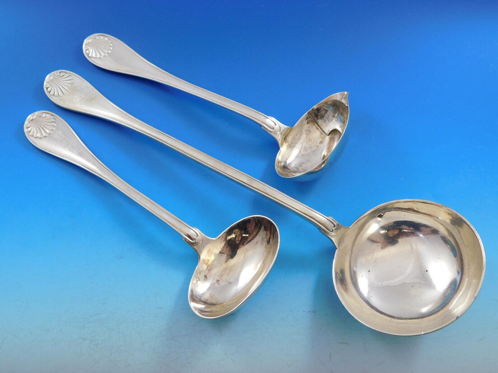 Filet Coquille AKA Shell by Aucoc French 950 Silver Flatware Set Service For Sale 5