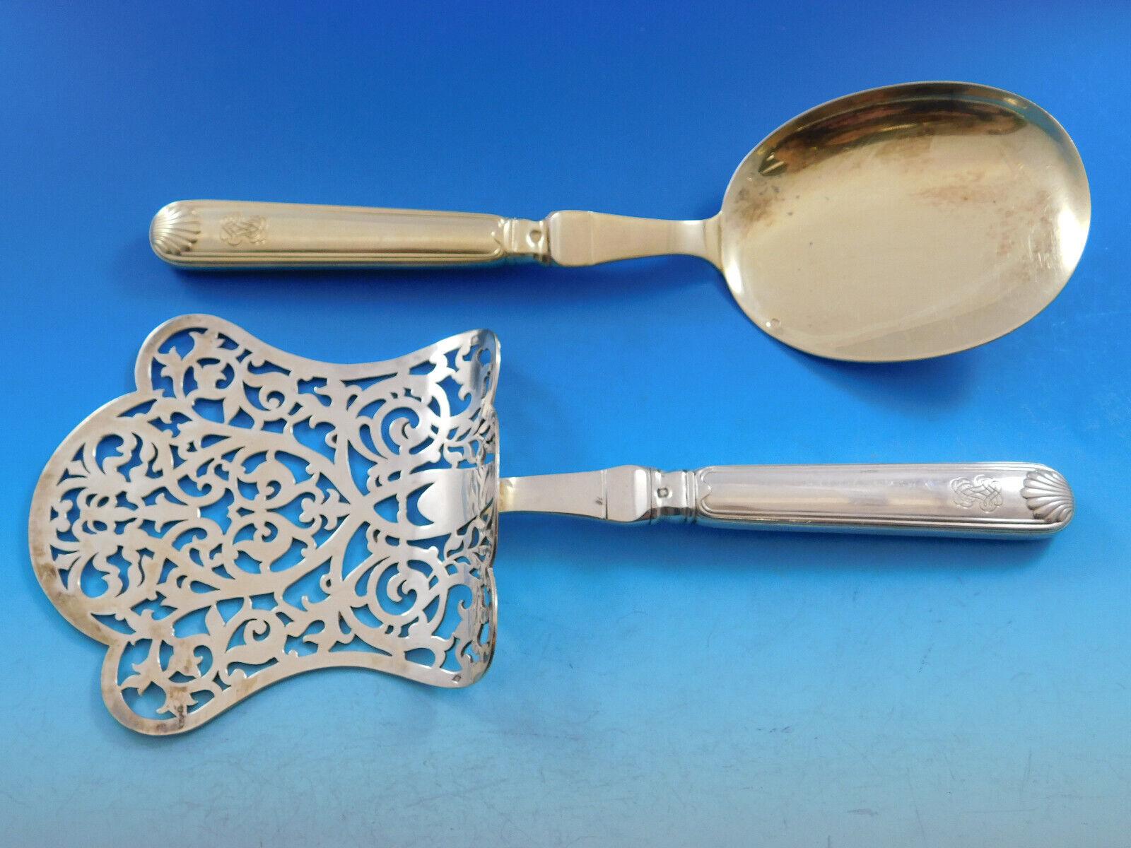 Filet Coquille AKA Shell by Aucoc French 950 Silver Flatware Set Service For Sale 1