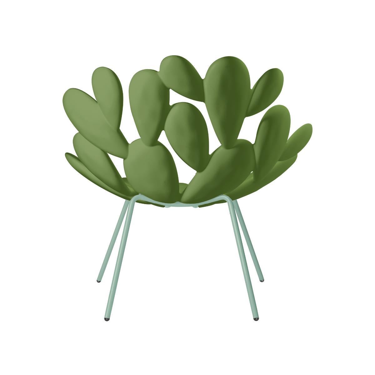 Filicudi Armchair in Balsam Green/Brass Recyclable Polyethylene by Marcantonio In New Condition For Sale In Brooklyn, NY