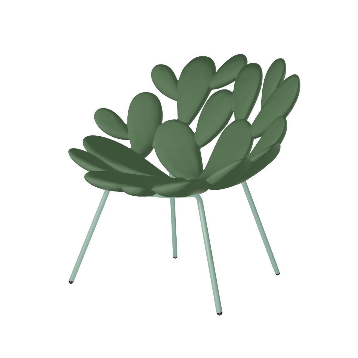 Contemporary Filicudi Armchair in Balsam Green/Brass Recyclable Polyethylene by Marcantonio For Sale