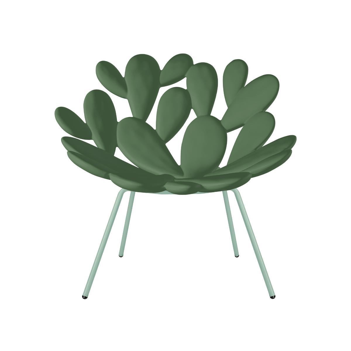 Plastic Filicudi Armchair in Balsam Green/Brass Recyclable Polyethylene by Marcantonio For Sale