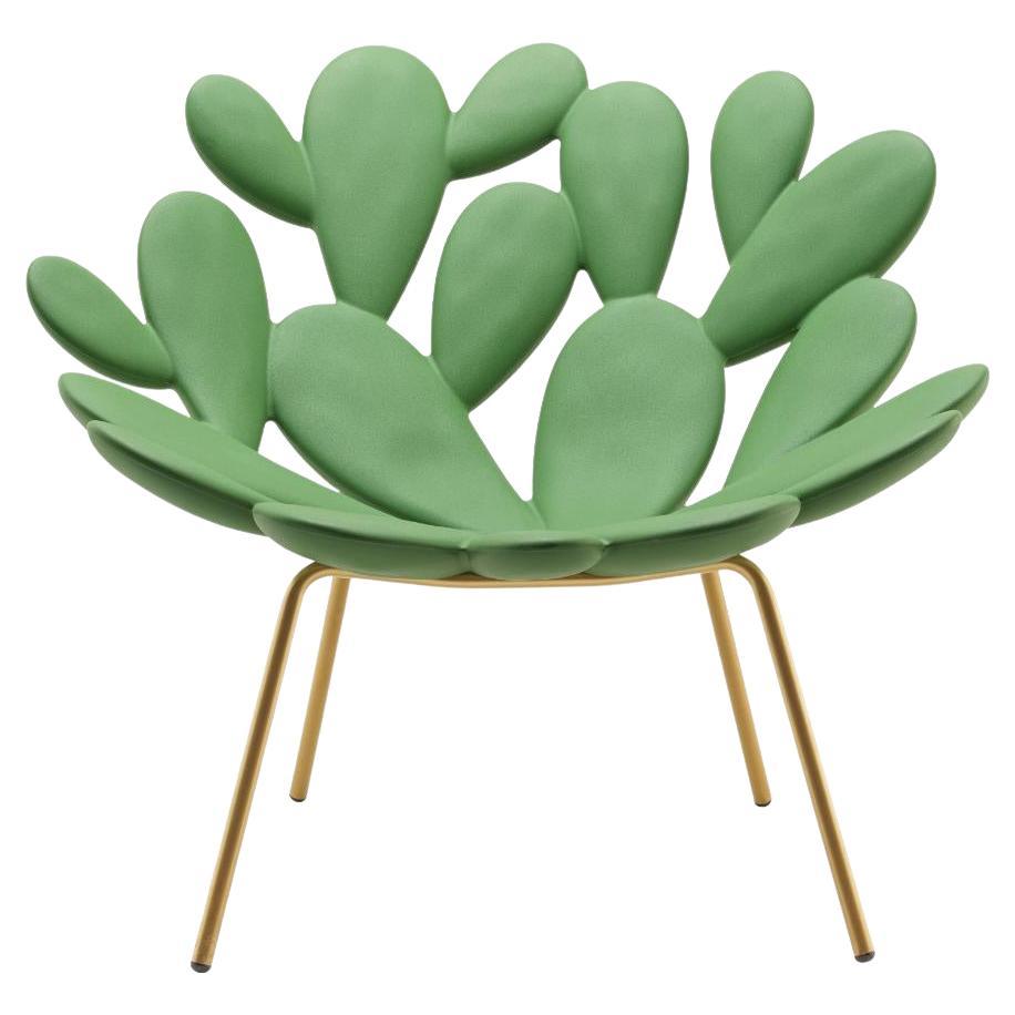 Filicudi Armchair in Balsam Green/Brass Recyclable Polyethylene by Marcantonio