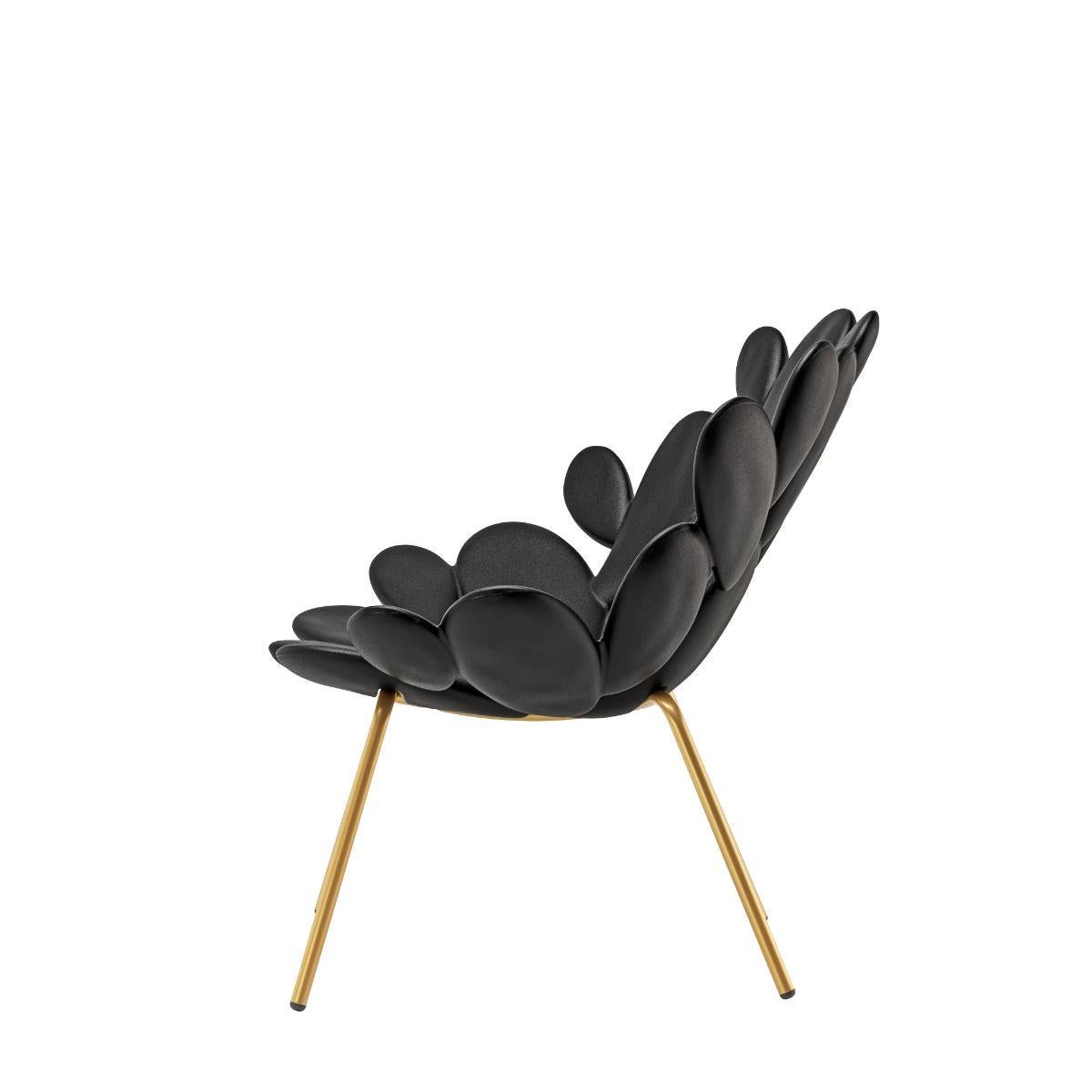 Italian Filicudi Armchair in Black/Brass Recyclable Polyethylene by Marcantonio For Sale