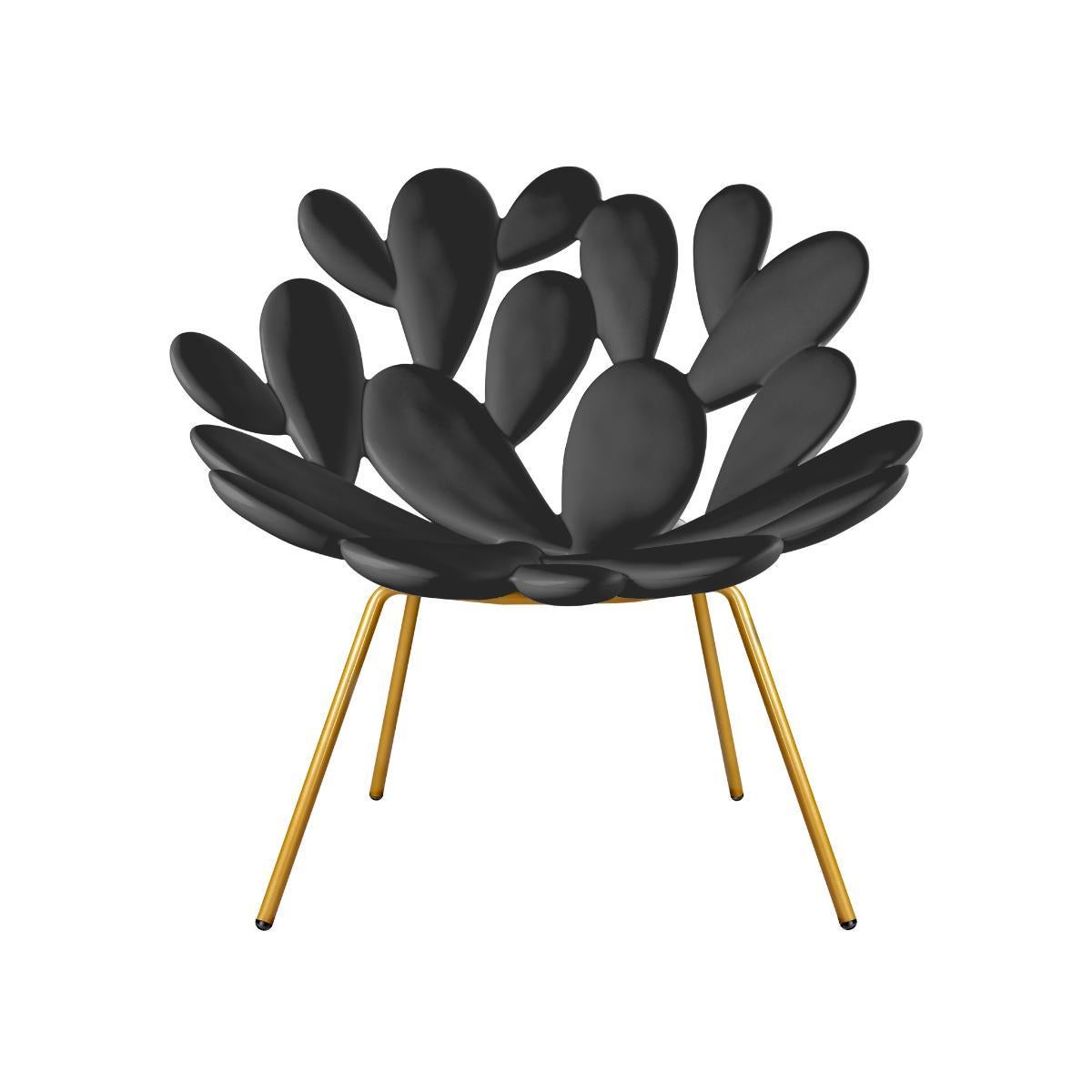 Filicudi Armchair in Black/Brass Recyclable Polyethylene by Marcantonio In New Condition For Sale In Brooklyn, NY