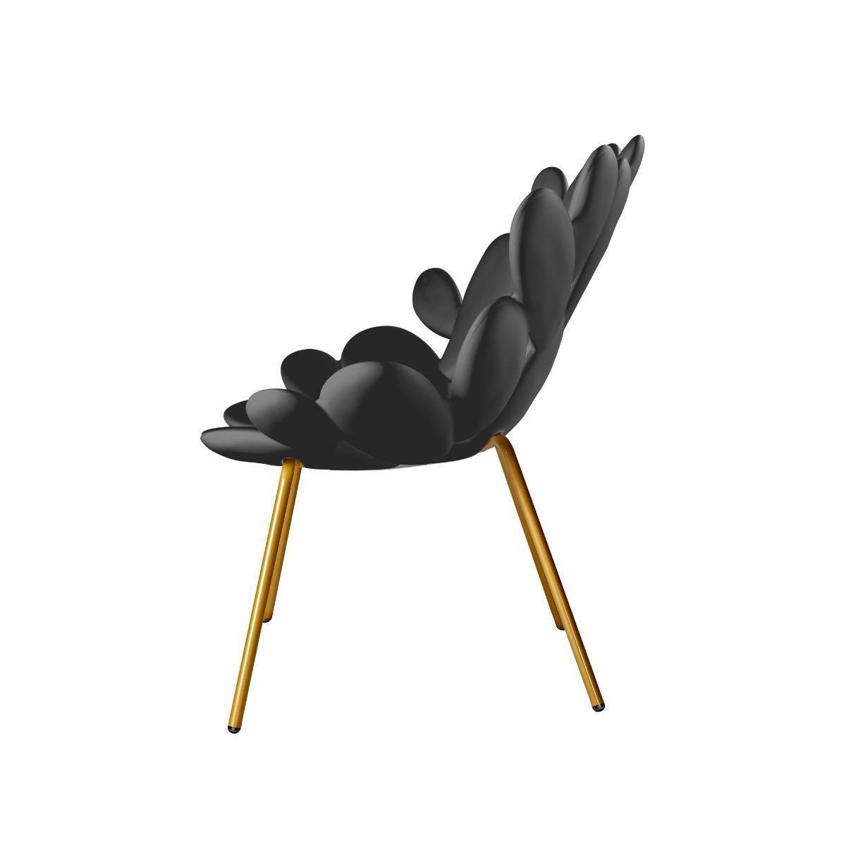Plastic Filicudi Armchair in Black/Brass Recyclable Polyethylene by Marcantonio For Sale