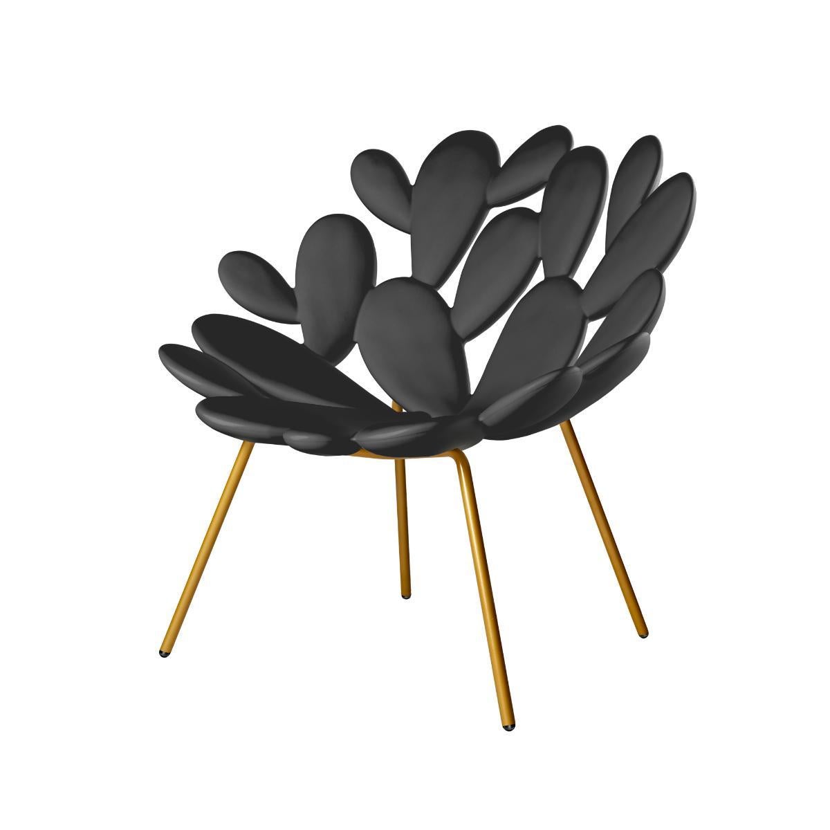Filicudi Armchair in Black/Brass Recyclable Polyethylene by Marcantonio For Sale 1