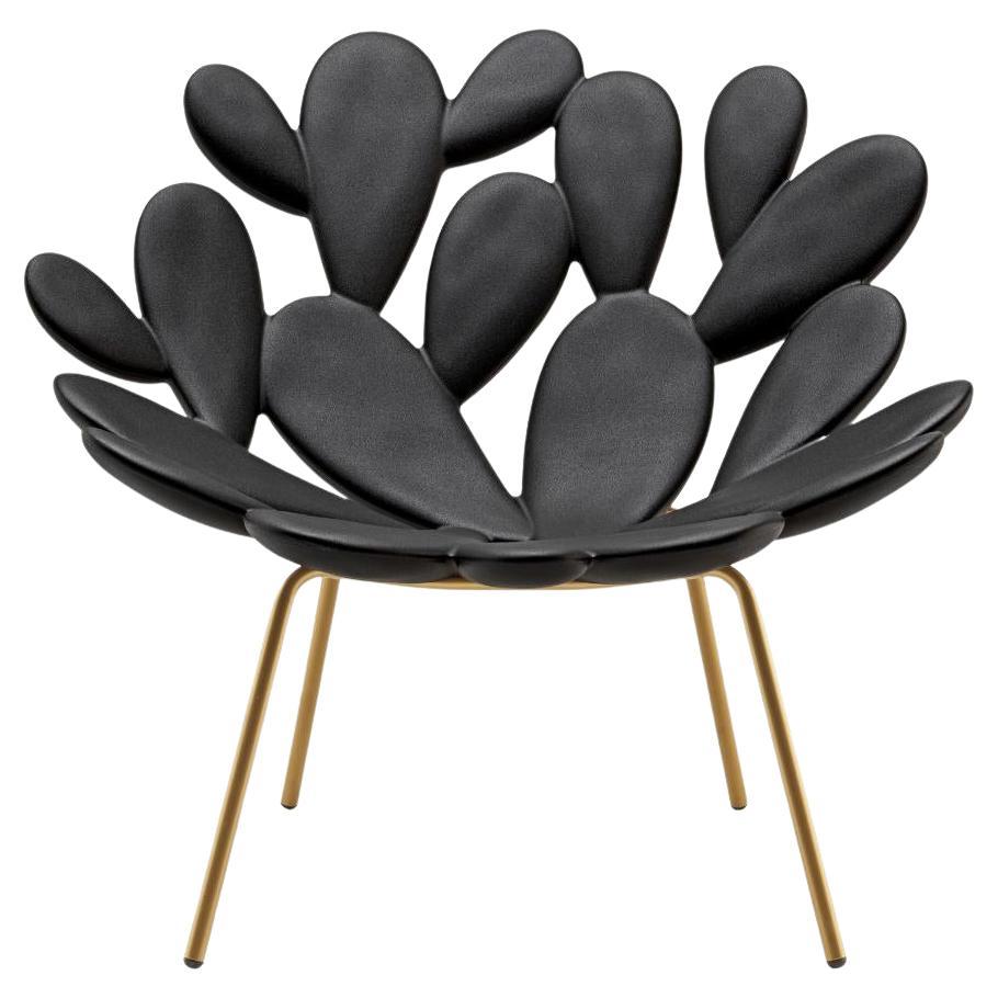 Filicudi Armchair in Black/Brass Recyclable Polyethylene by Marcantonio