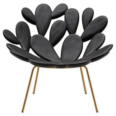 Filicudi Armchair in Black/Brass Recyclable Polyethylene by Marcantonio