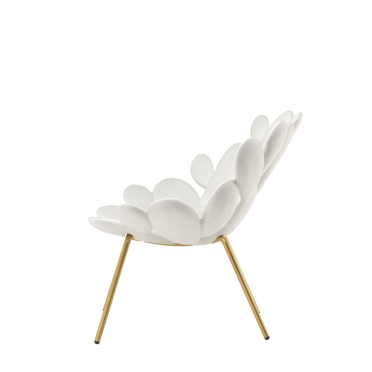 Italian Filicudi Armchair in White/Brass Recyclable Polyethylene by Marcantonio For Sale