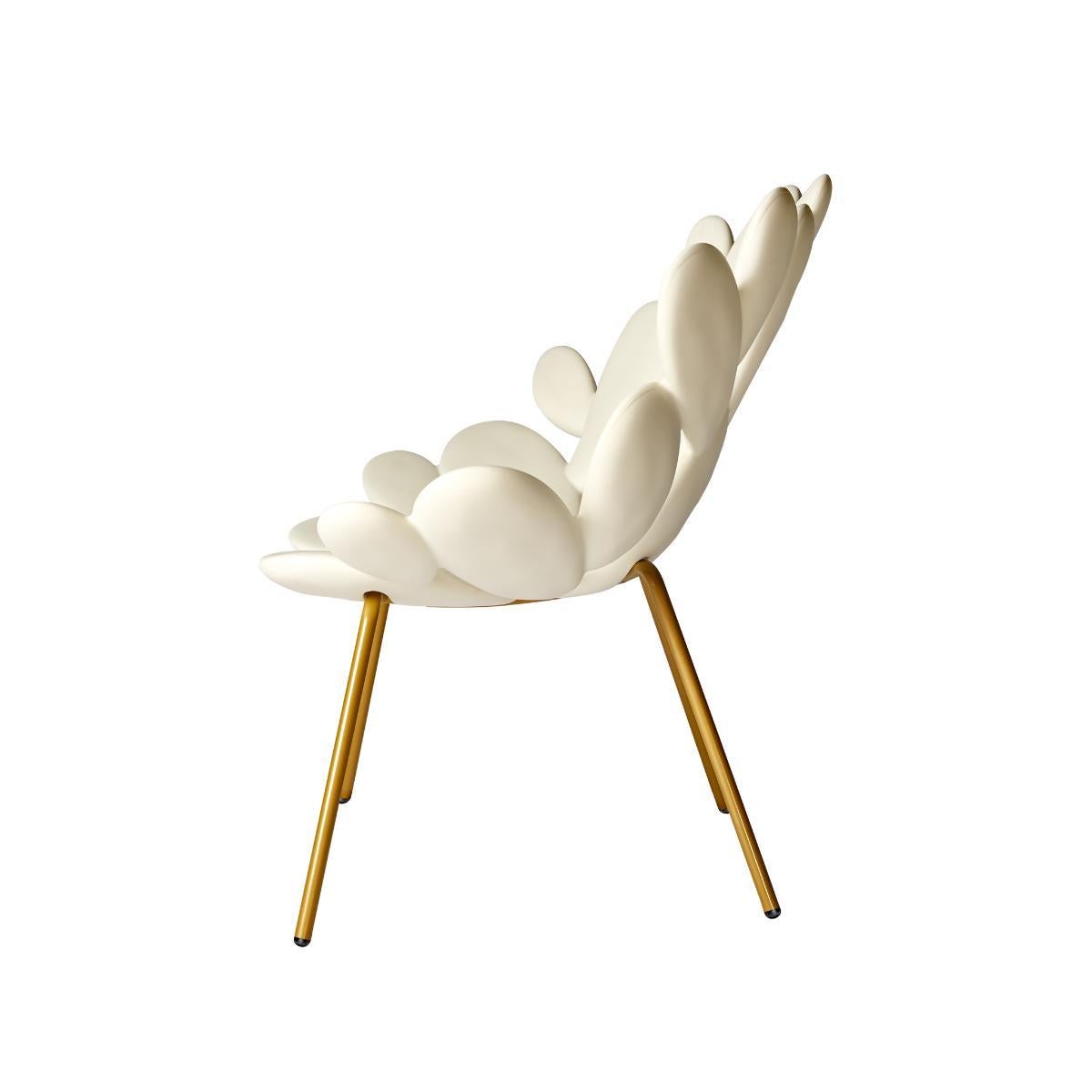 Filicudi Armchair in White/Brass Recyclable Polyethylene by Marcantonio In New Condition For Sale In Brooklyn, NY