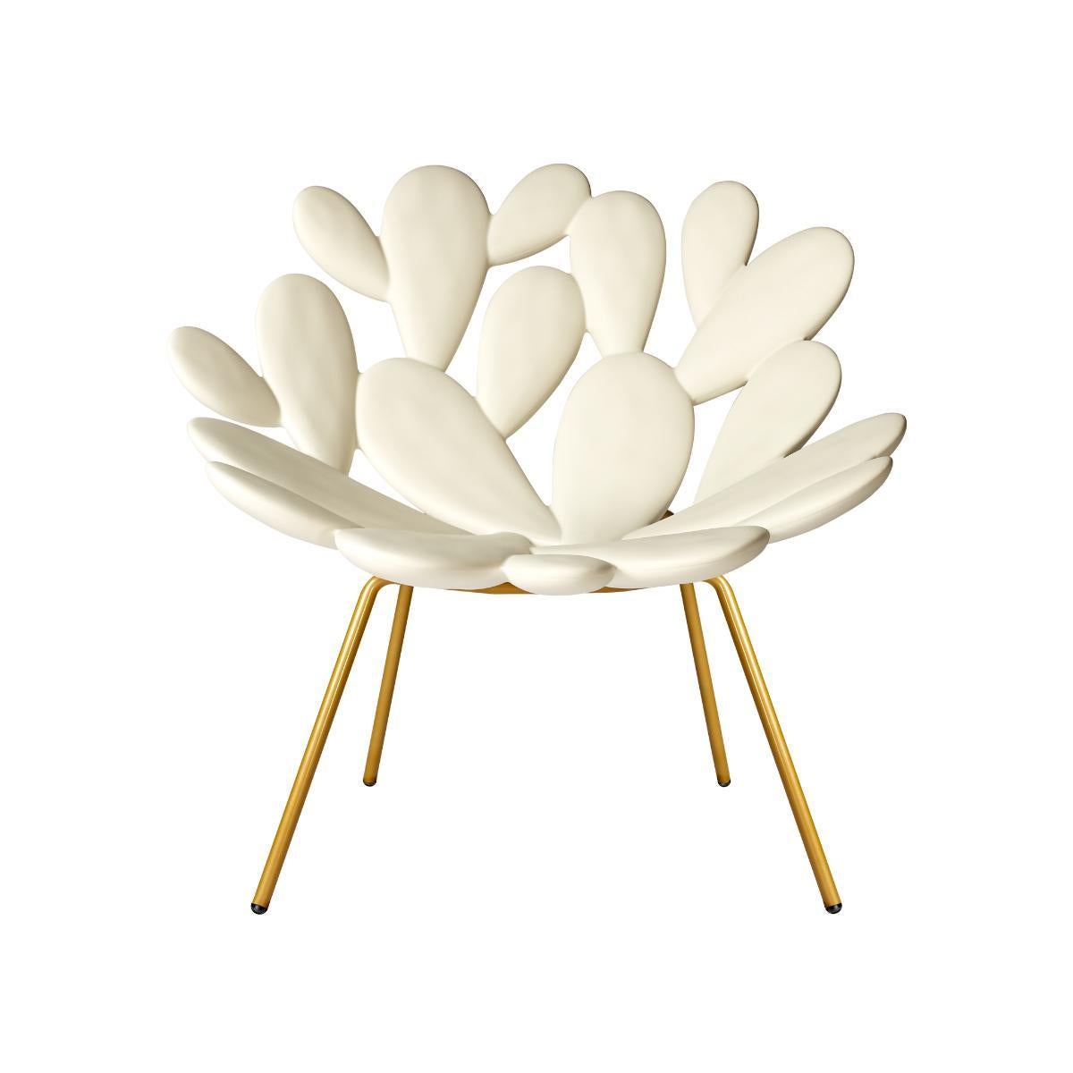 Contemporary Filicudi Armchair in White/Brass Recyclable Polyethylene by Marcantonio For Sale