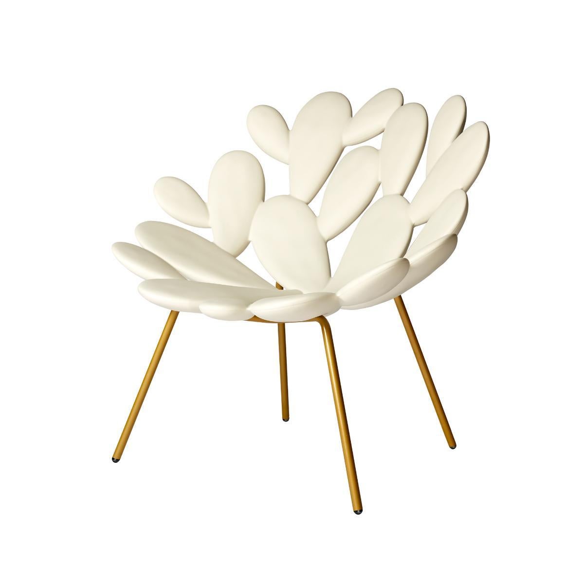 Plastic Filicudi Armchair in White/Brass Recyclable Polyethylene by Marcantonio For Sale
