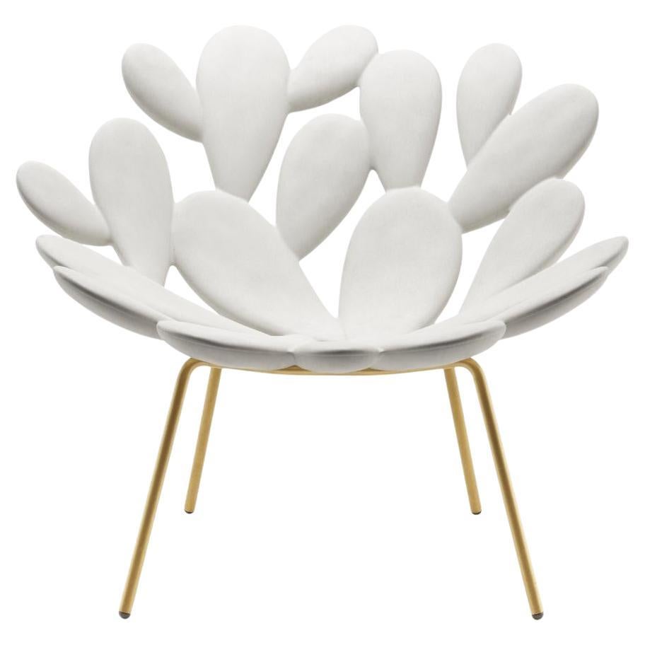 Filicudi Armchair in White/Brass Recyclable Polyethylene by Marcantonio For Sale