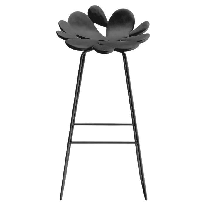 Tabouret Filicudi en polyéthylène noir et acier par MARCANTONIO