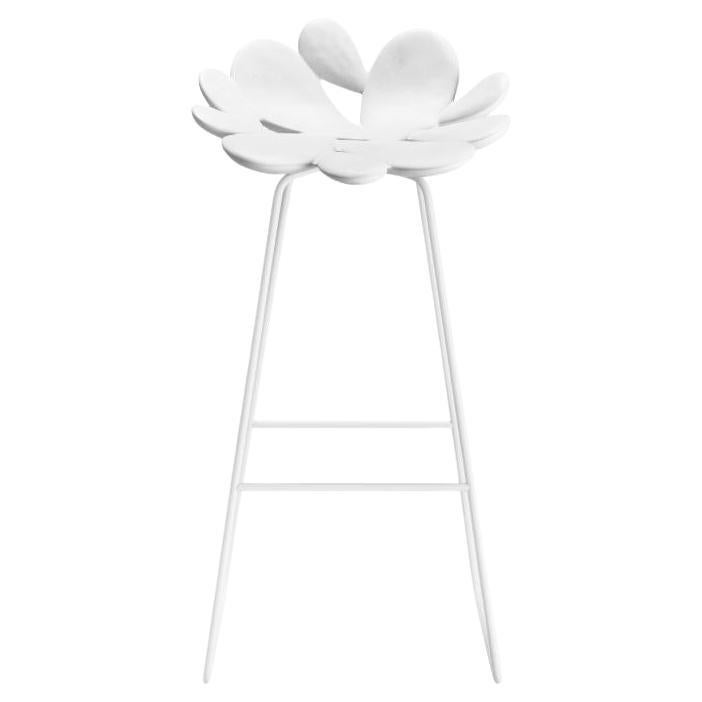 Tabouret Filicudi en polyéthylène blanc et acier de Marcantonio