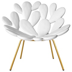 In Stock in Los Angeles, White & Brass Outdoor Cactus Chair by Marcantonio 