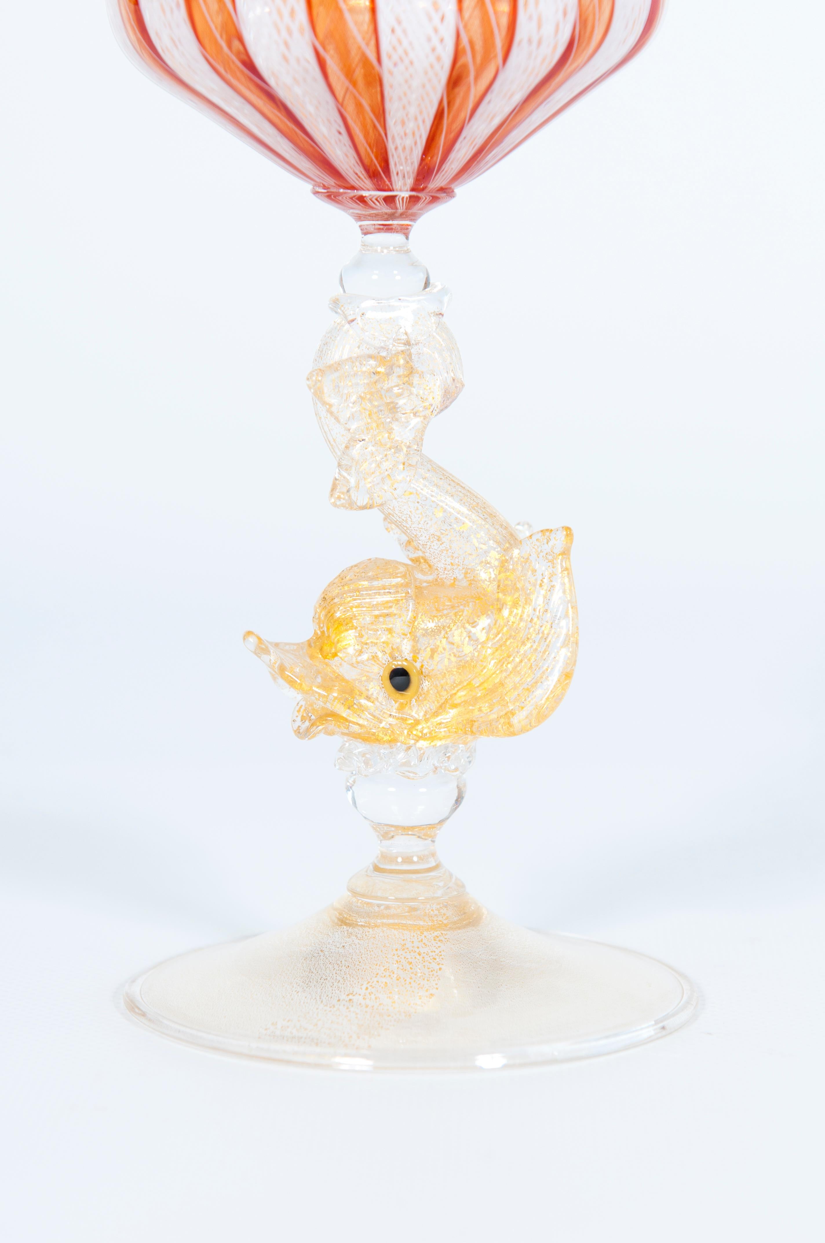 Filigrana Becher mit reinem Gold Aventurin Delphin Stiel Mitte 20. im Angebot 6