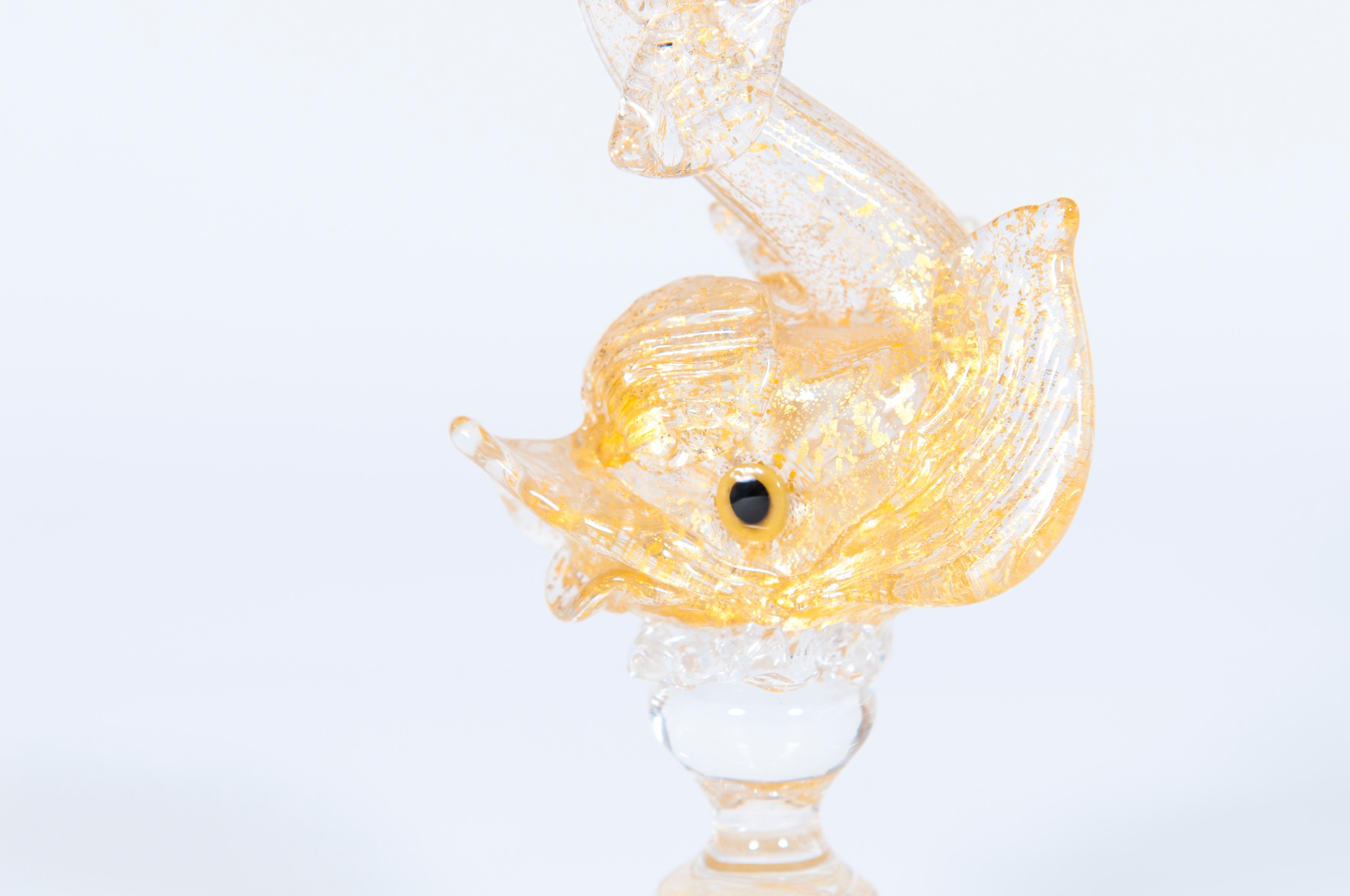 Filigrana Becher mit reinem Gold Aventurin Delphin Stiel Mitte 20. (Ende des 20. Jahrhunderts) im Angebot