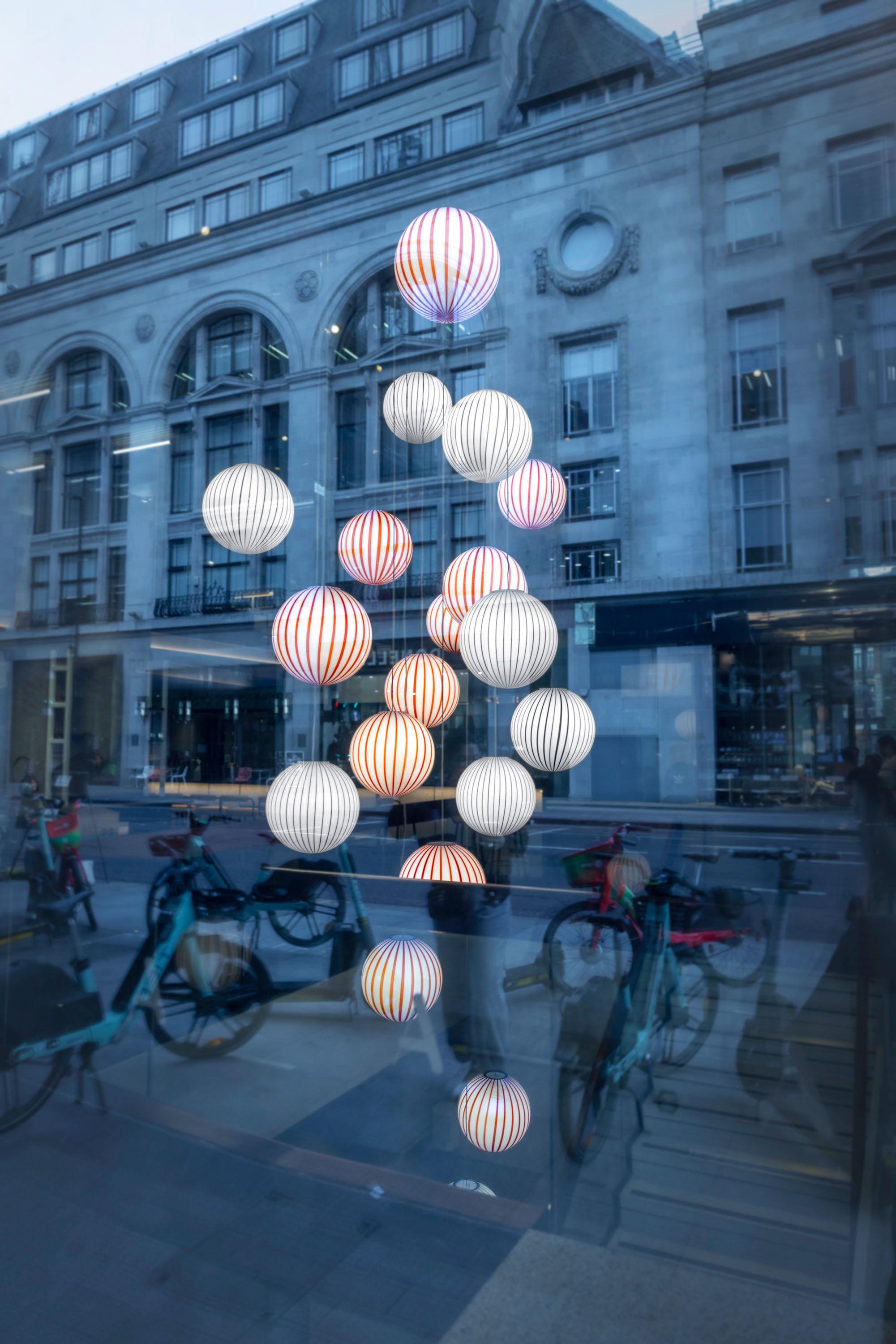 Cinese Filigrana Light S2 Cylinder Ø220 Blue Canes Pendant Light By Established & Sons in vendita