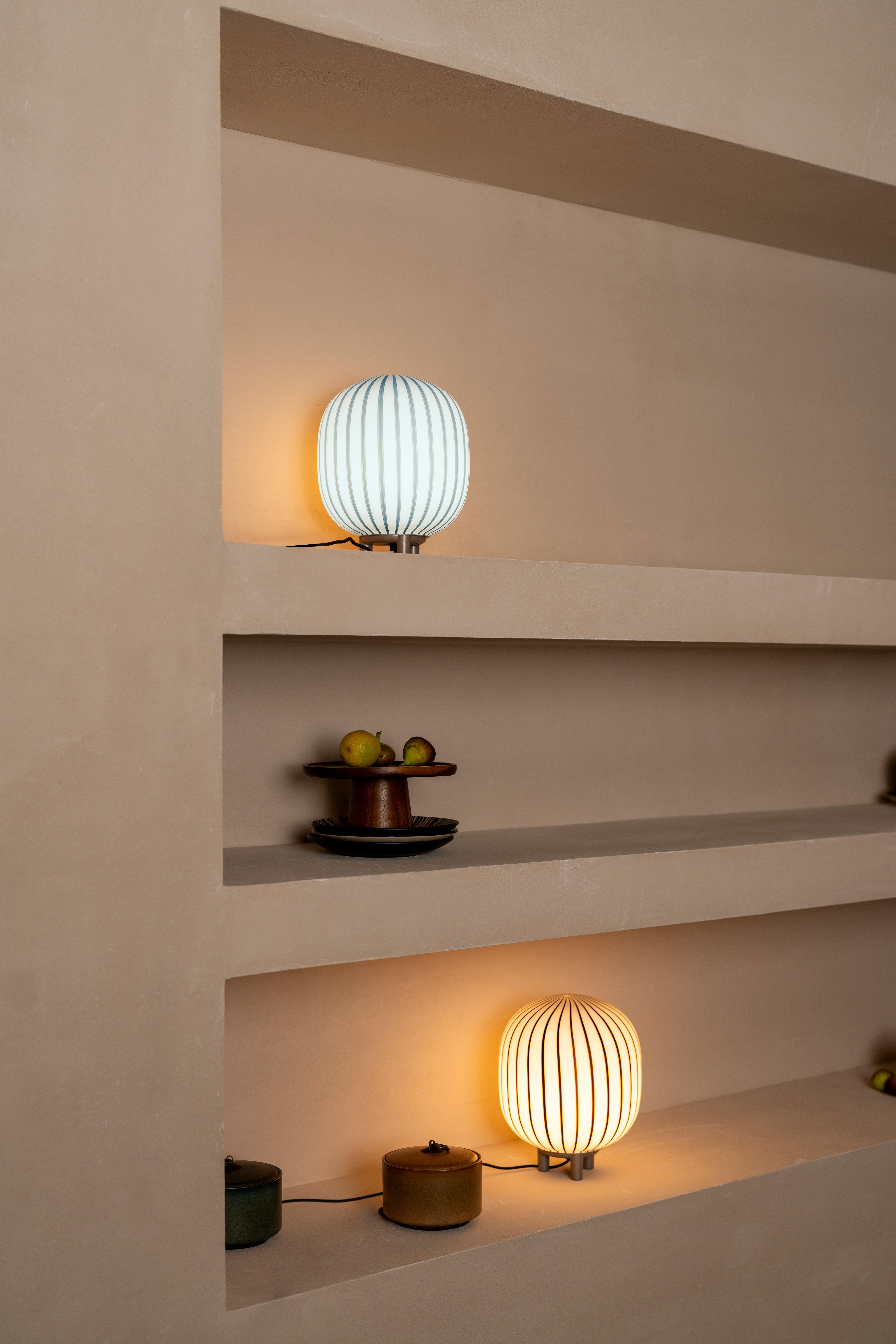 'Filigrana' S3 Ellipse Lamp in Blue and Opal Blown Glass for Established & Sons For Sale 8