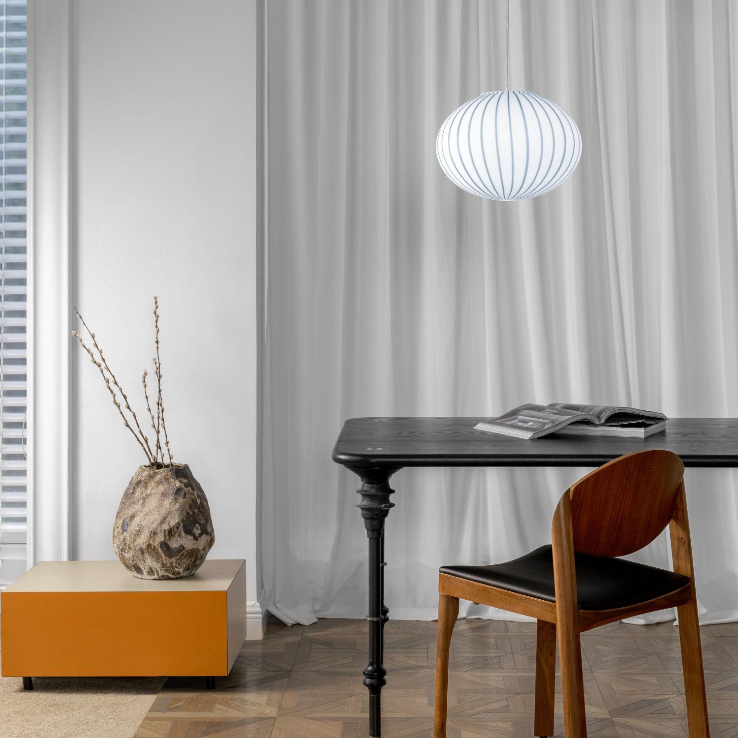 Etched 'Filigrana' S3 Ellipse Lamp in Blue and Opal Blown Glass for Established & Sons For Sale