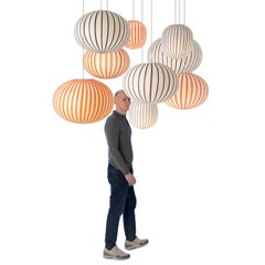 'Filigrana' S4 Ellipse Lamp in Red and Opal Blown Glass for Established & Sons