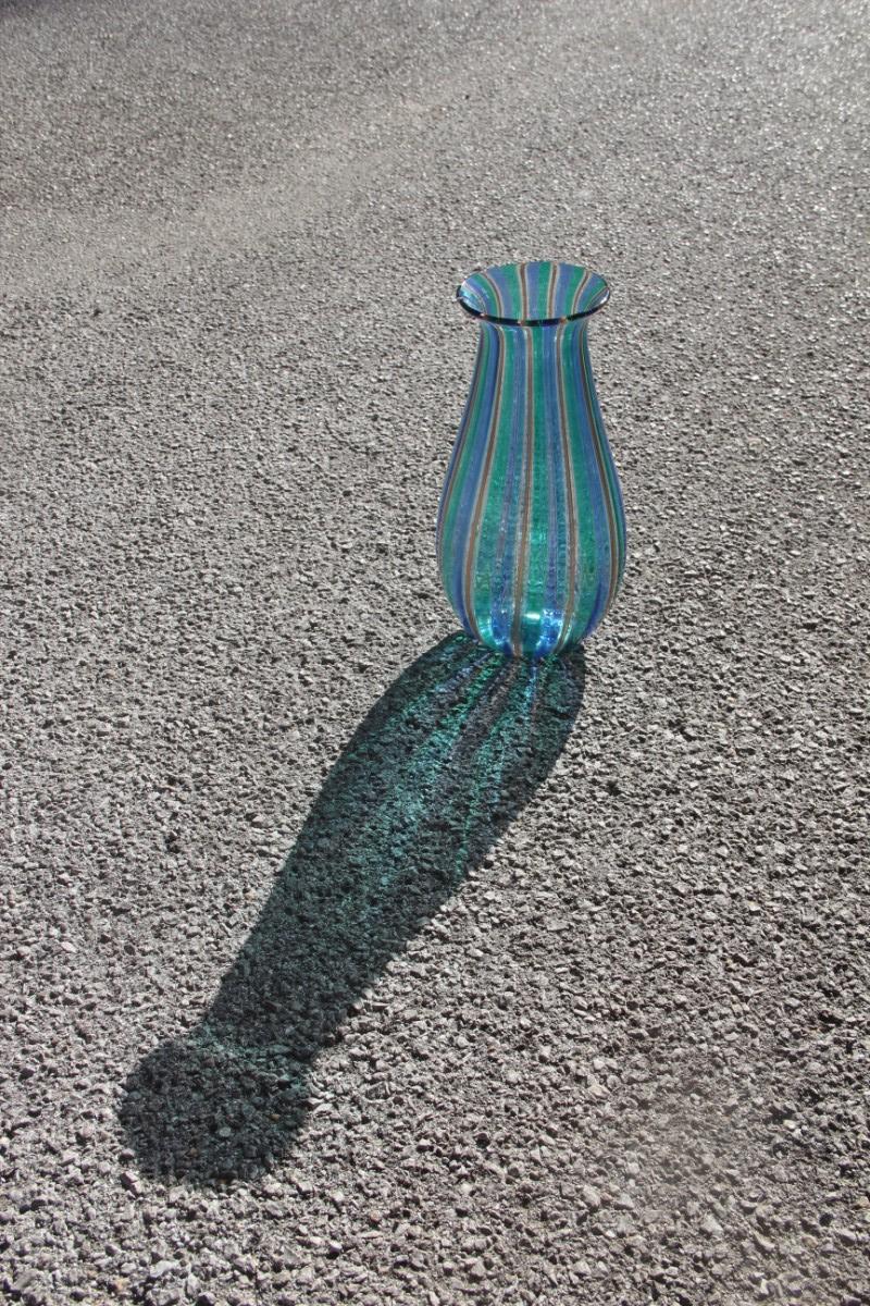 Filigrana Vase Murano Art Glass Multi-Color Venini Style 1960s Italian Design For Sale 4