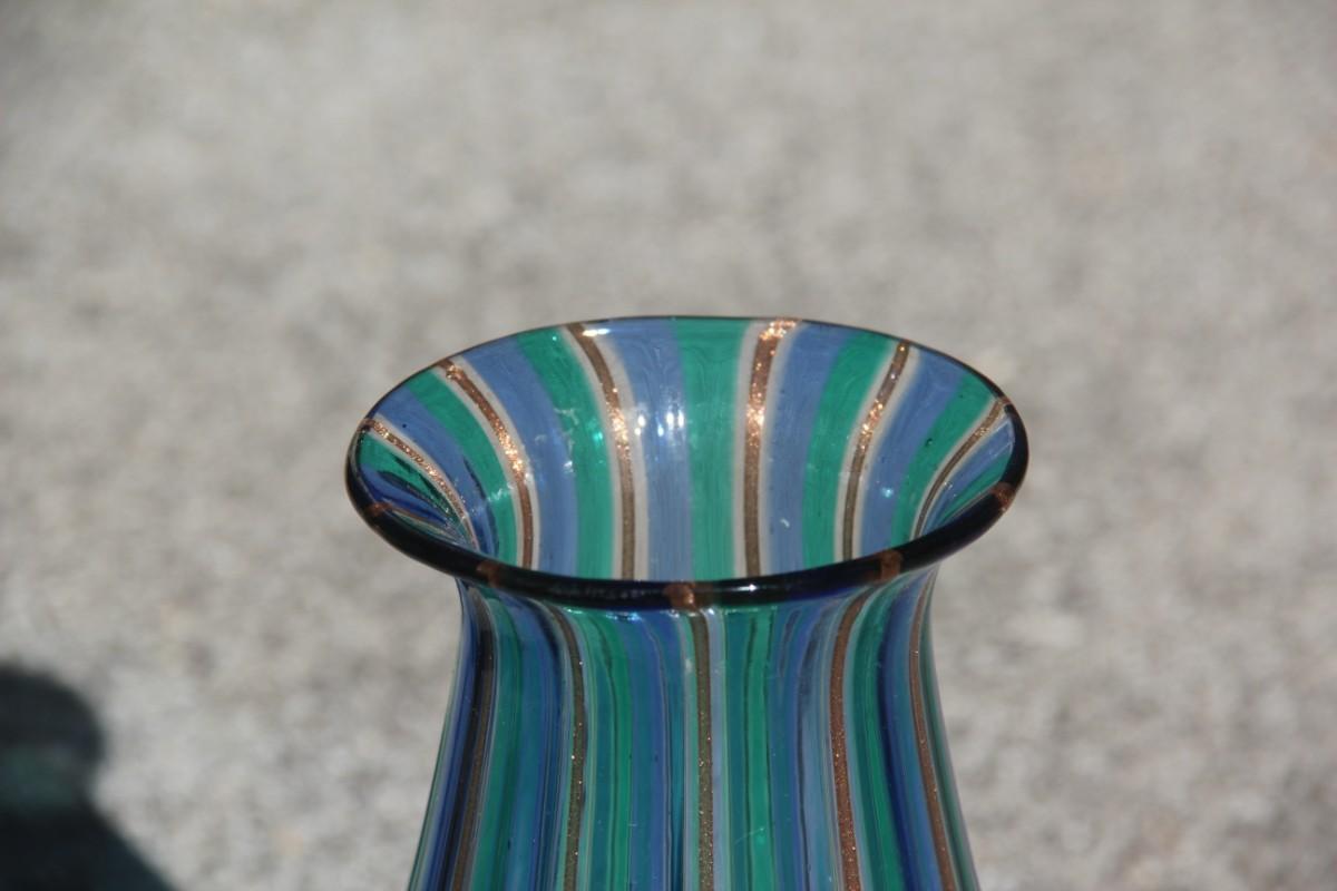 Filigrana Vase Murano Art Glass Multi-color Attributed to  Venini 1960s Italian design.