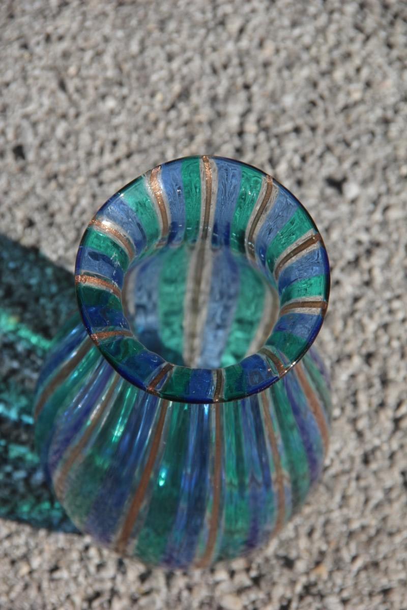 Filigrana Vase Murano Art Glass Multi-Color Venini Style 1960s Italian Design In Good Condition For Sale In Palermo, Sicily