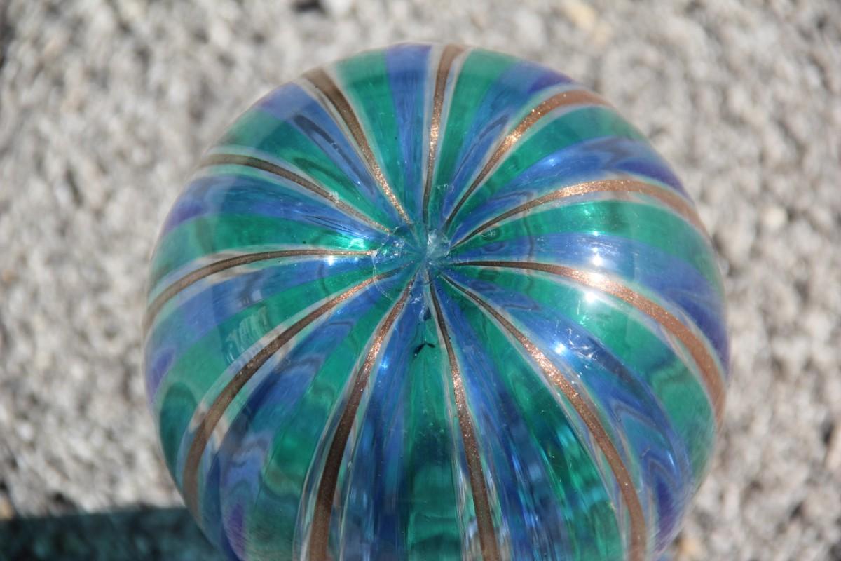 Mid-20th Century Filigrana Vase Murano Art Glass Multi-Color Venini Style 1960s Italian Design For Sale