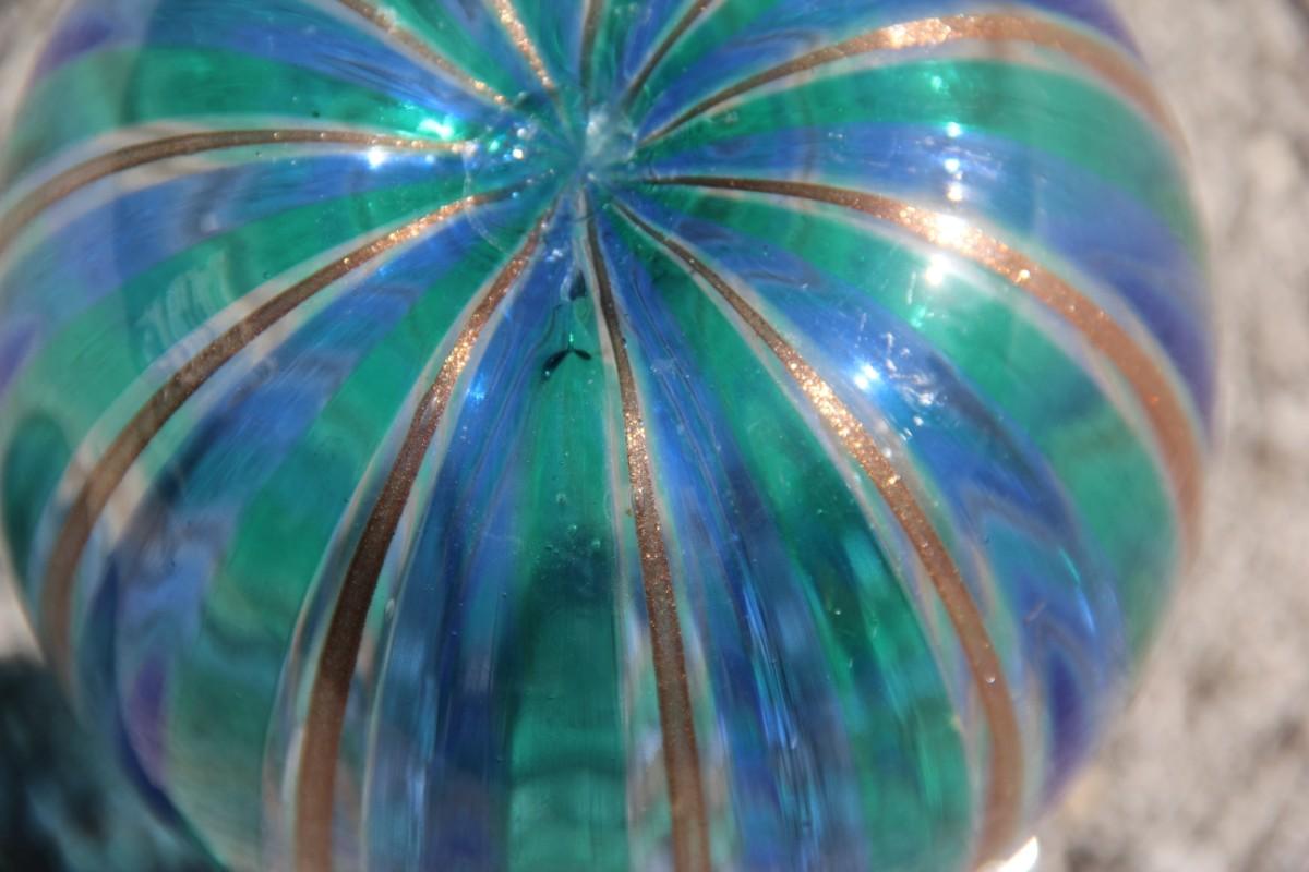 Murano Glass Filigrana Vase Murano Art Glass Multi-Color Venini Style 1960s Italian Design For Sale