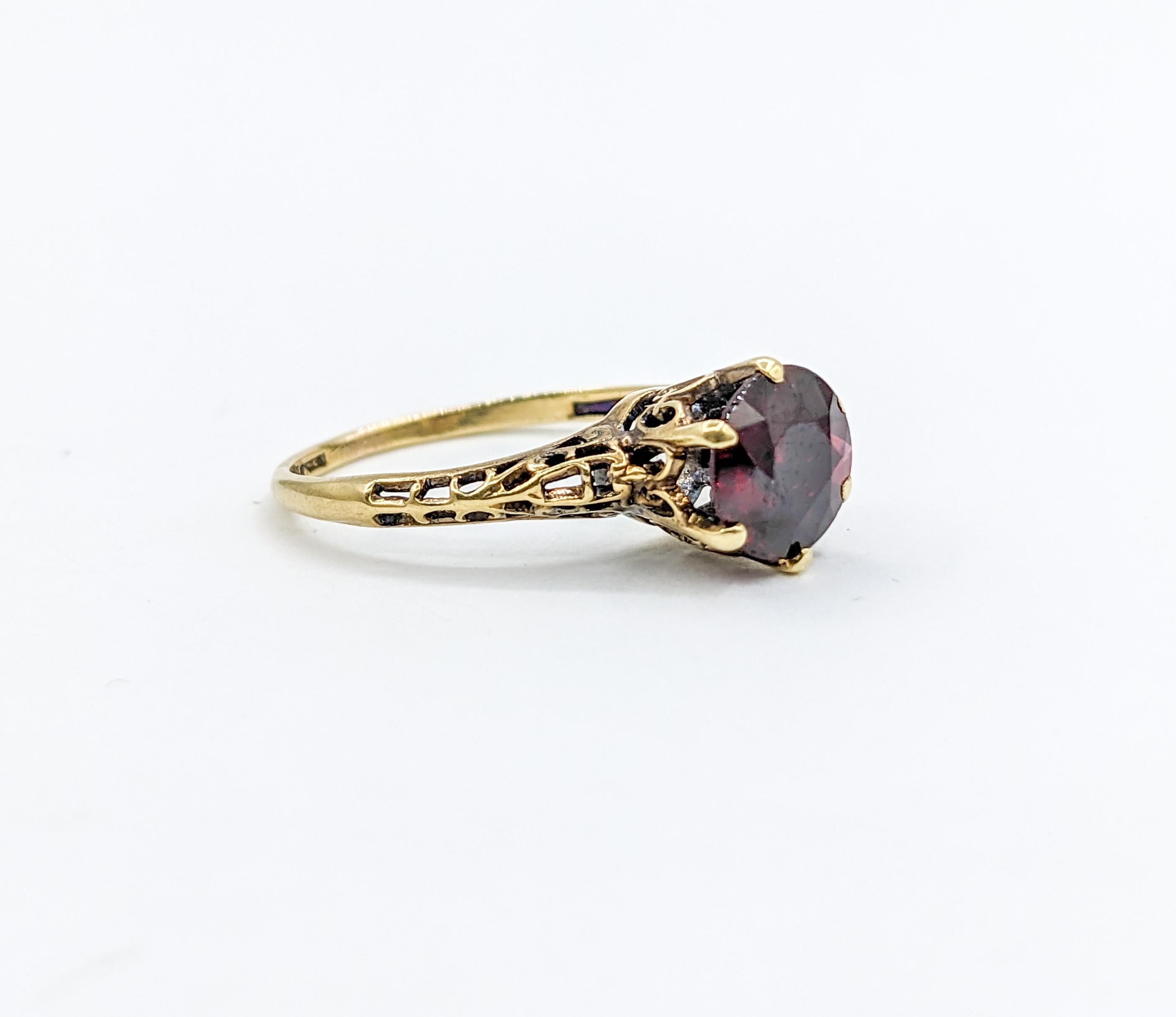 Filigree & 1.25ct Garnet Solitaire Ring In Good Condition In Bloomington, MN