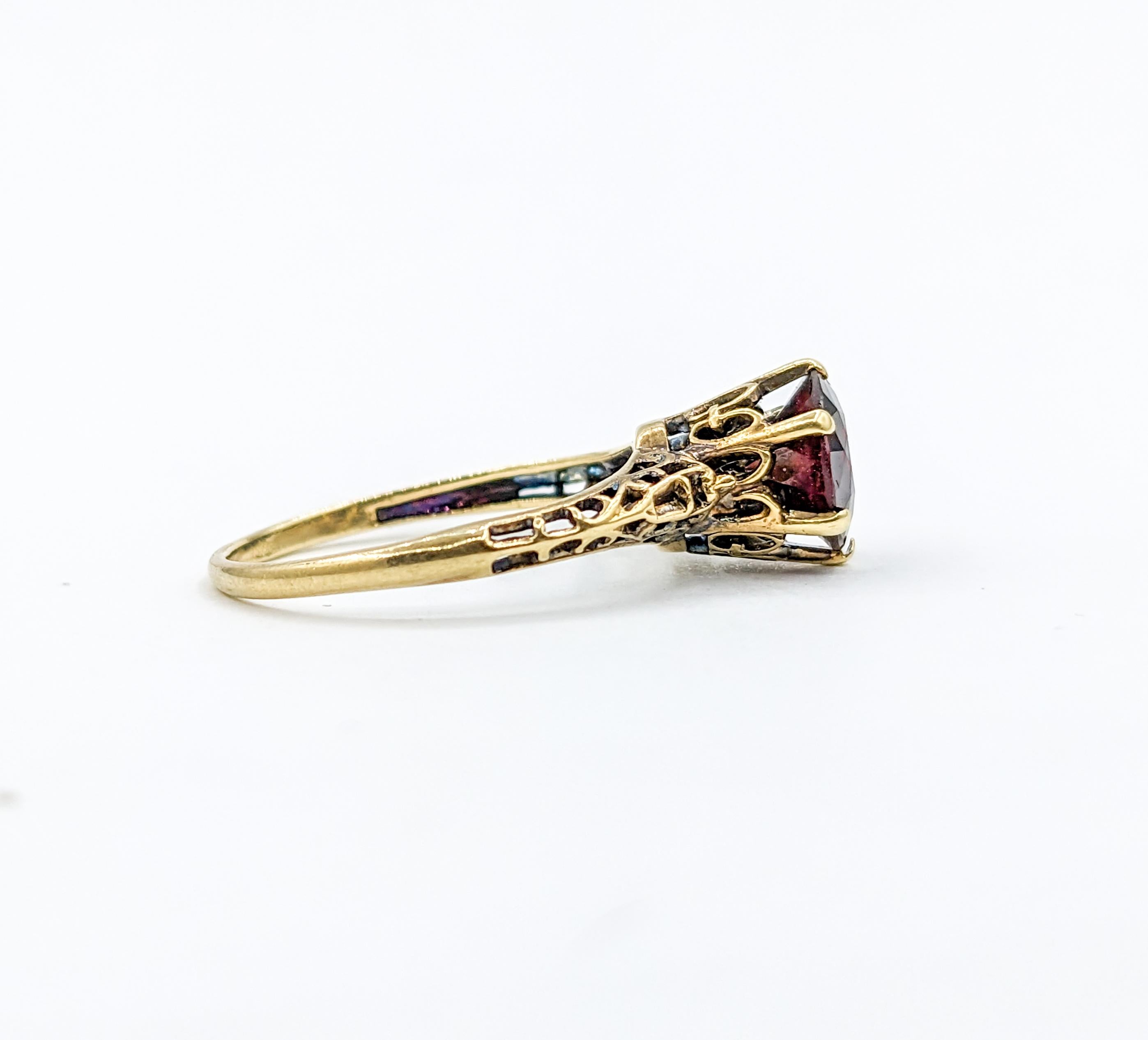 Filigree & 1.25ct Garnet Solitaire Ring 2