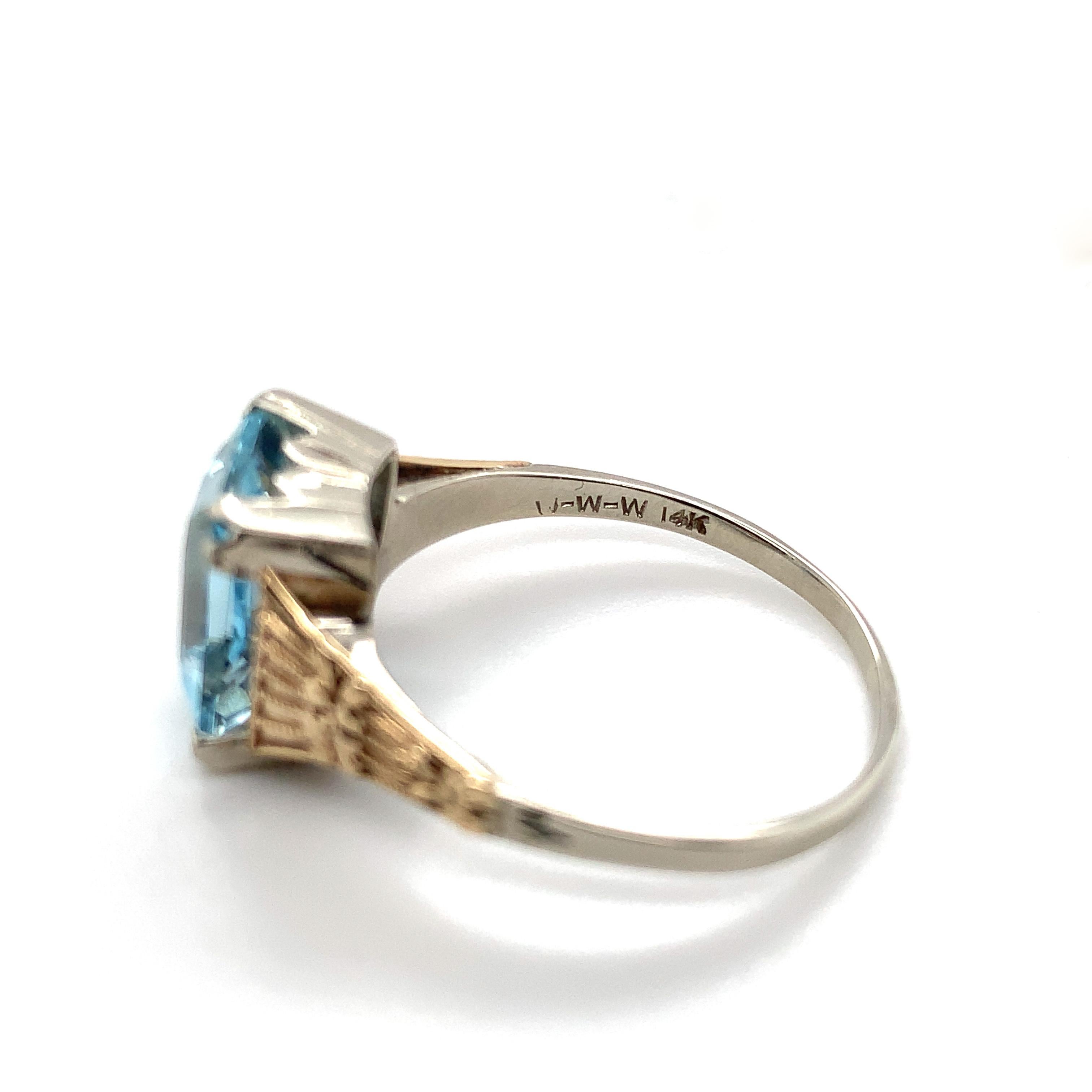 Filigree 14K Gold 3.25 carat Aquamarine Ring For Sale 4