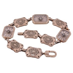 Filigree 14K White Gold Quartz 0.03ctw Round Cut Diamond Bracelet